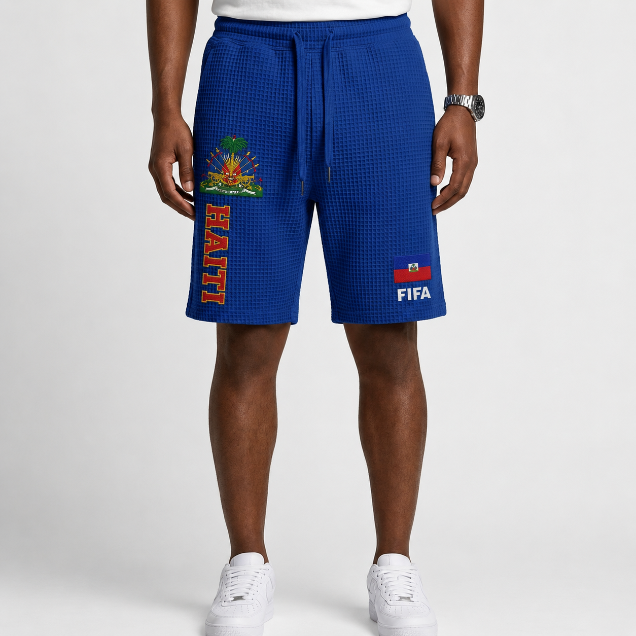 FIFA 2026 Haiti Printed Waffle Football Fan Shorts