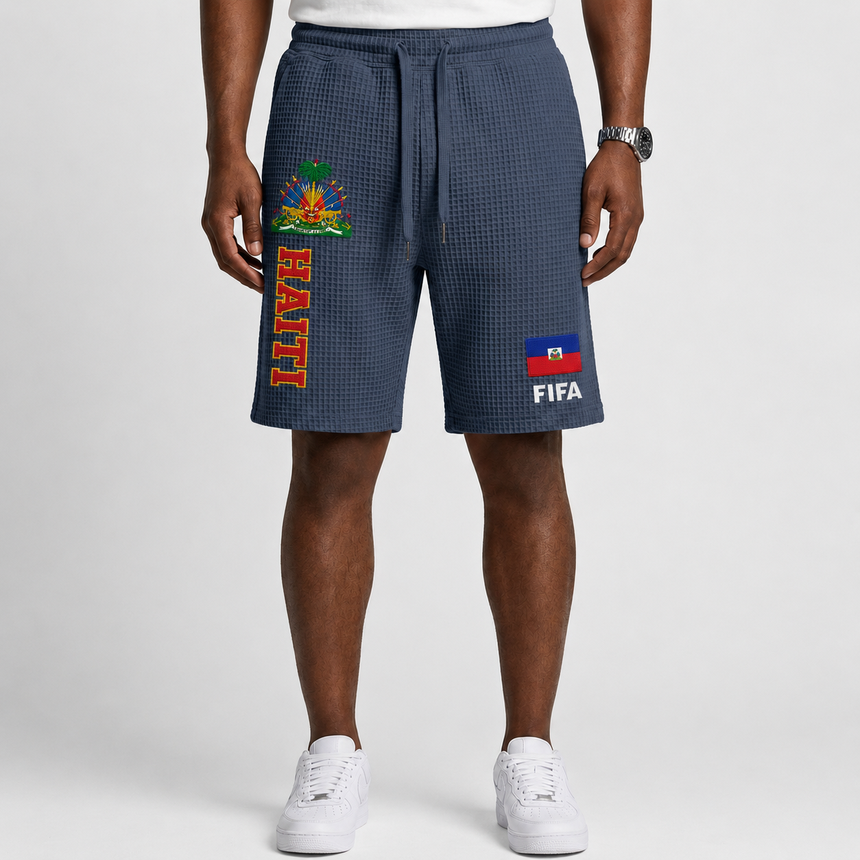 FIFA 2026 Haiti Printed Waffle Football Fan Shorts