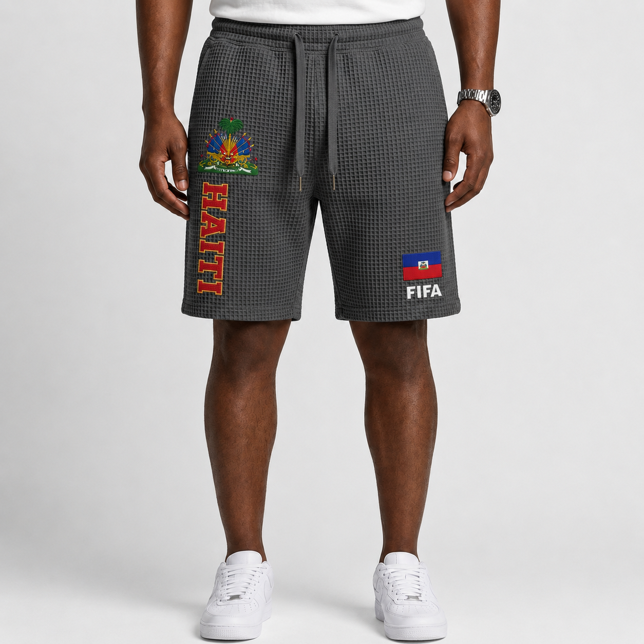 FIFA 2026 Haiti Printed Waffle Football Fan Shorts