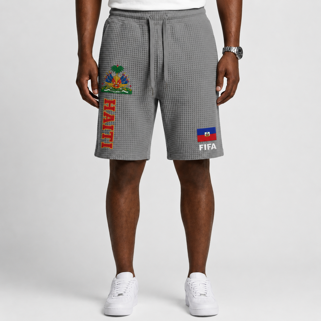 FIFA 2026 Haiti Printed Waffle Football Fan Shorts