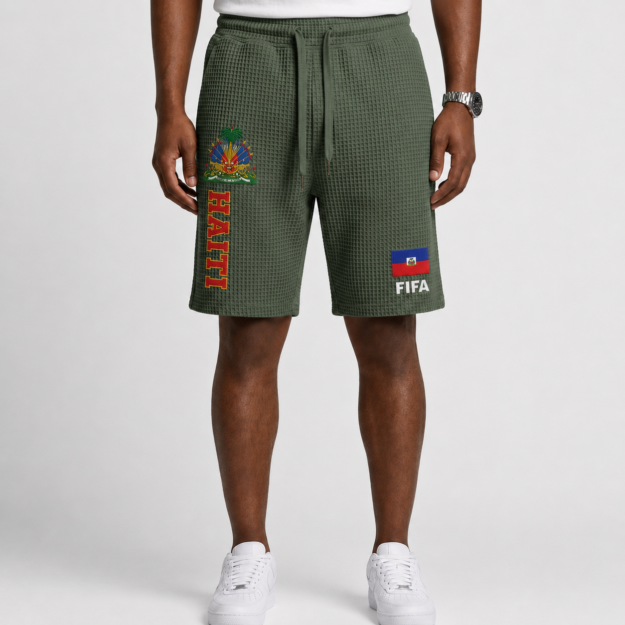 FIFA 2026 Haiti Printed Waffle Football Fan Shorts