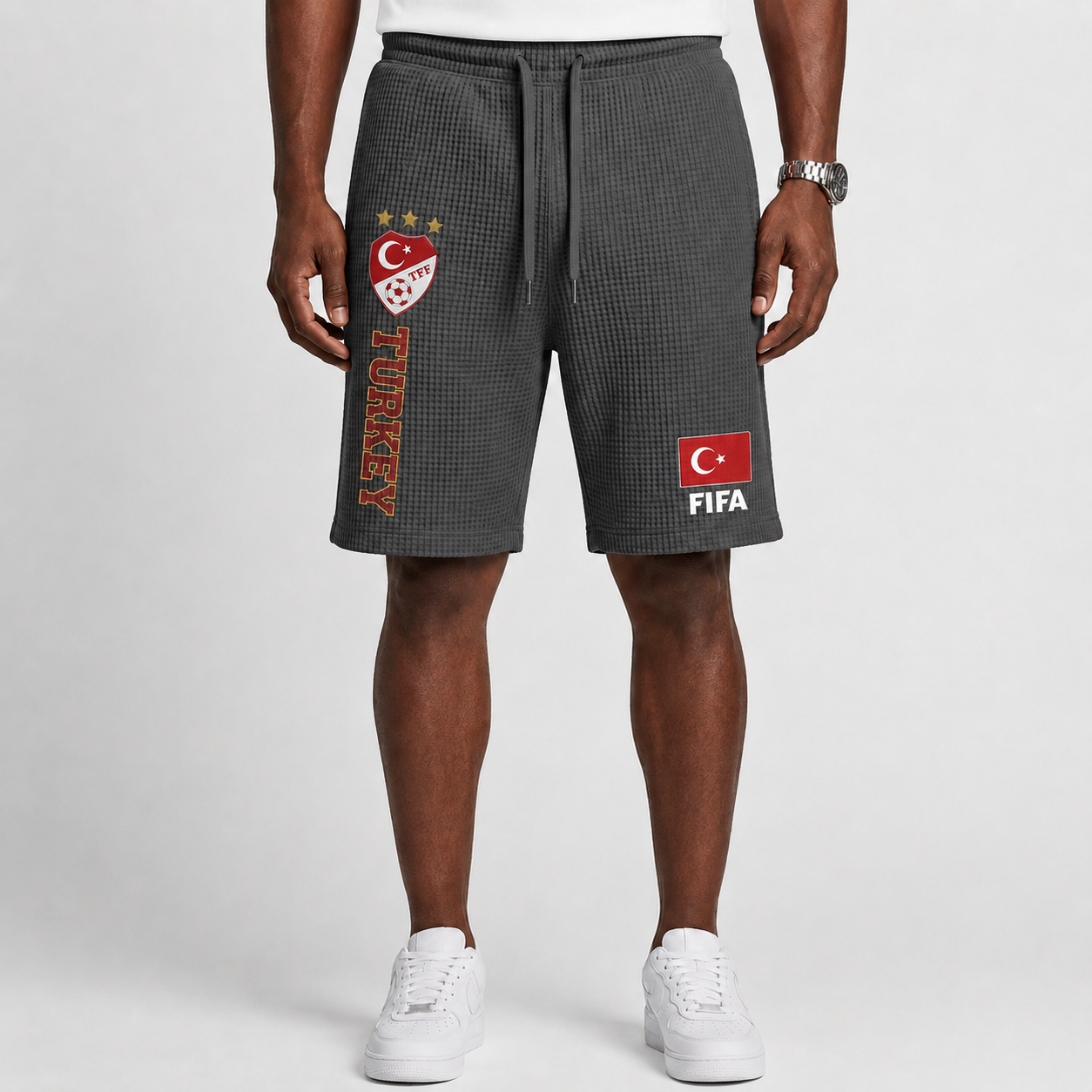 FIFA 2026 Turkey Printed Waffle Football Fan Shorts