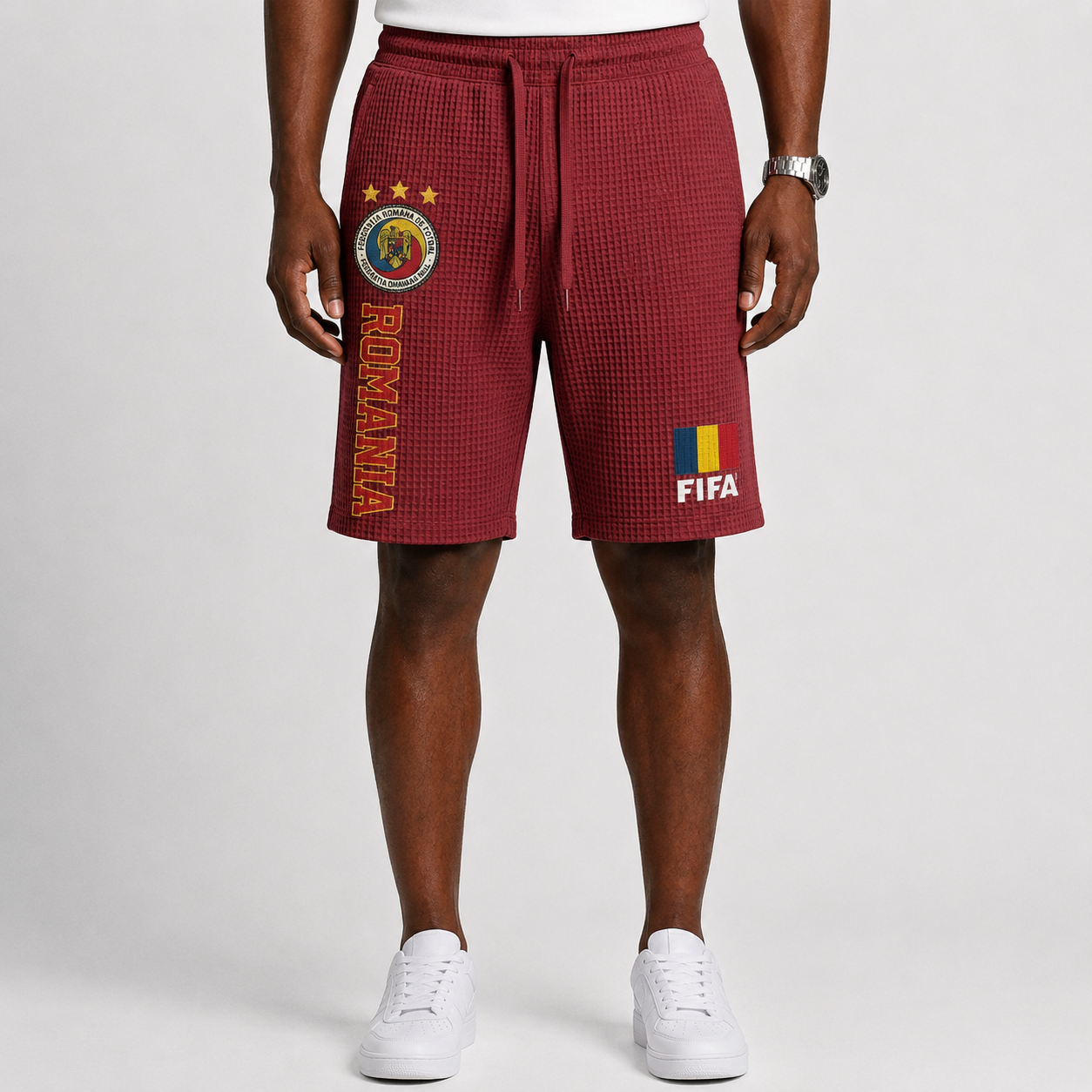 FIFA 2026 Romania Printed Waffle Football Fan Shorts
