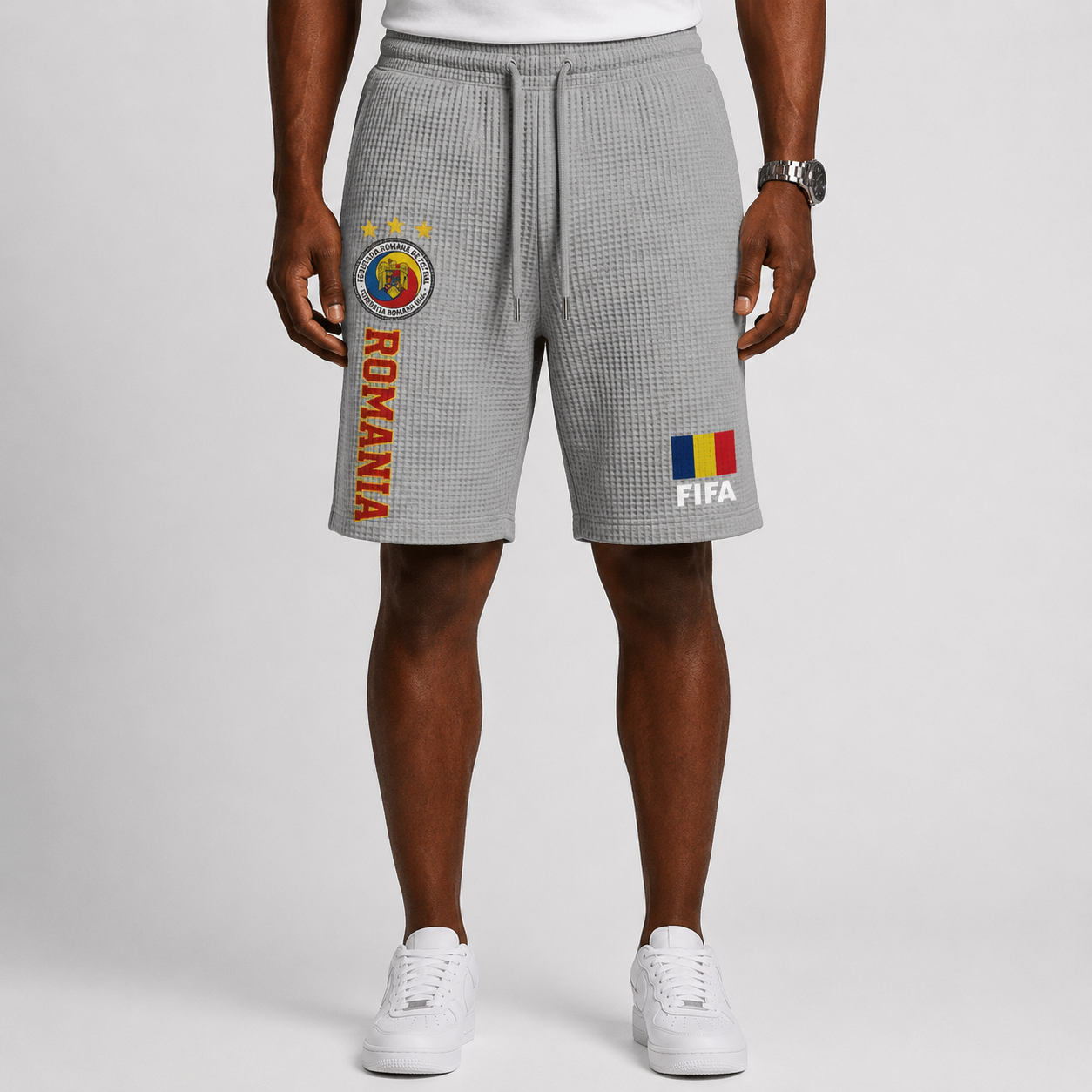FIFA 2026 Romania Printed Waffle Football Fan Shorts