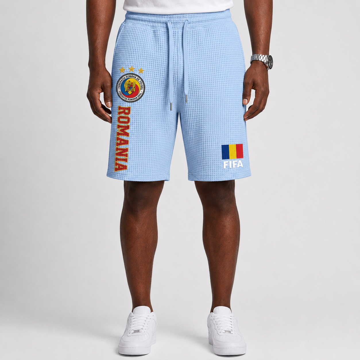 FIFA 2026 Romania Printed Waffle Football Fan Shorts