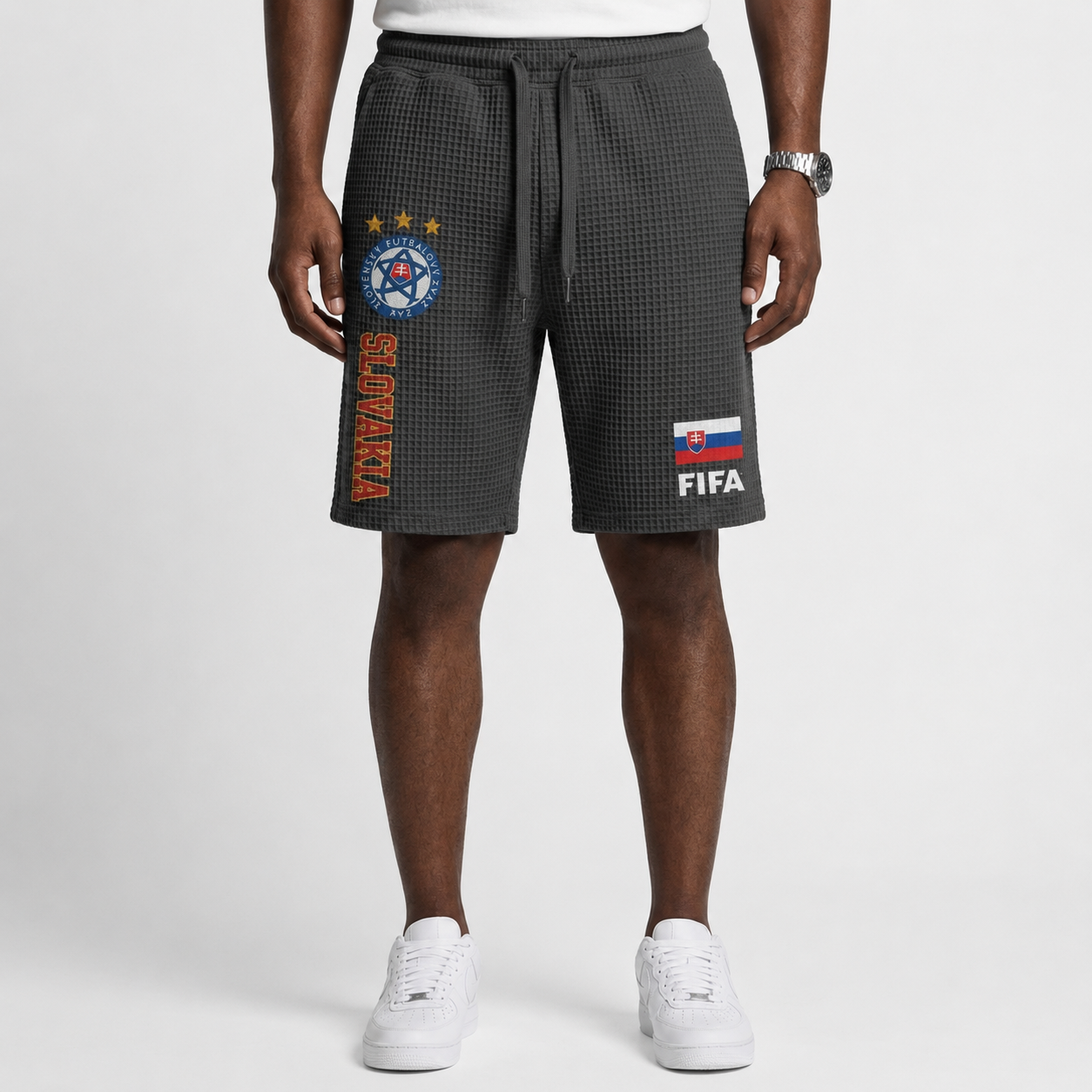 FIFA 2026 Slovakia Printed Waffle Football Fan Shorts