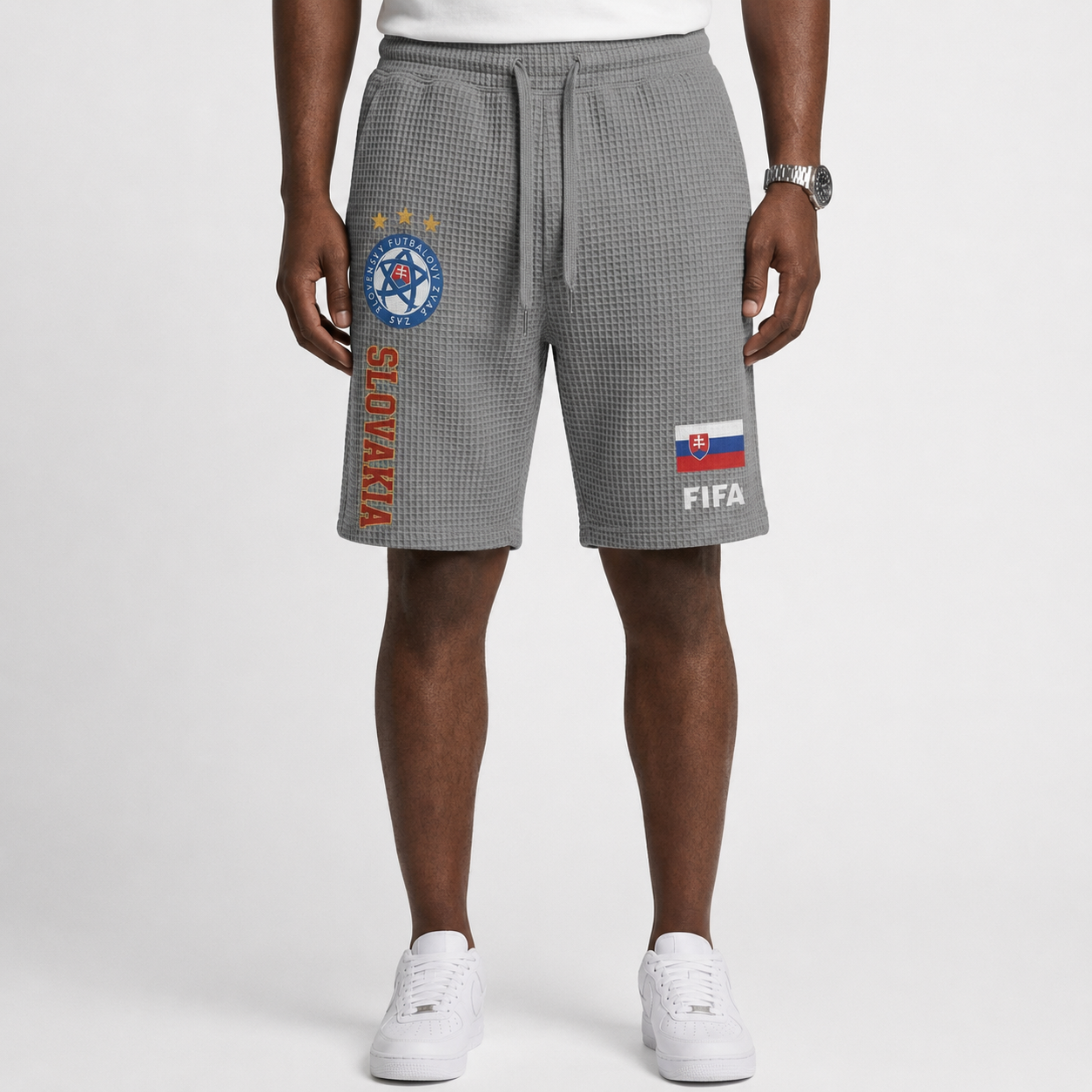FIFA 2026 Slovakia Printed Waffle Football Fan Shorts