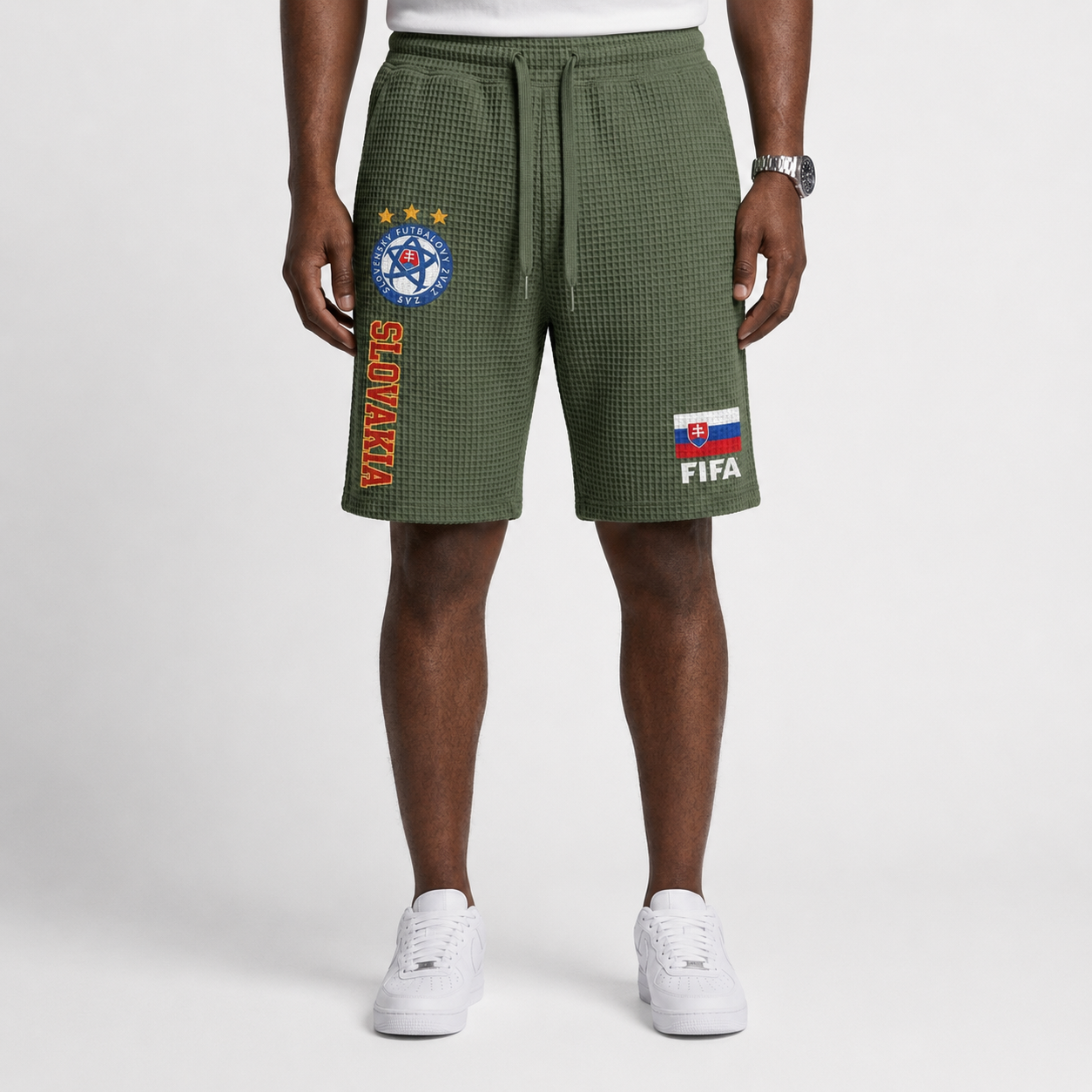 FIFA 2026 Slovakia Printed Waffle Football Fan Shorts