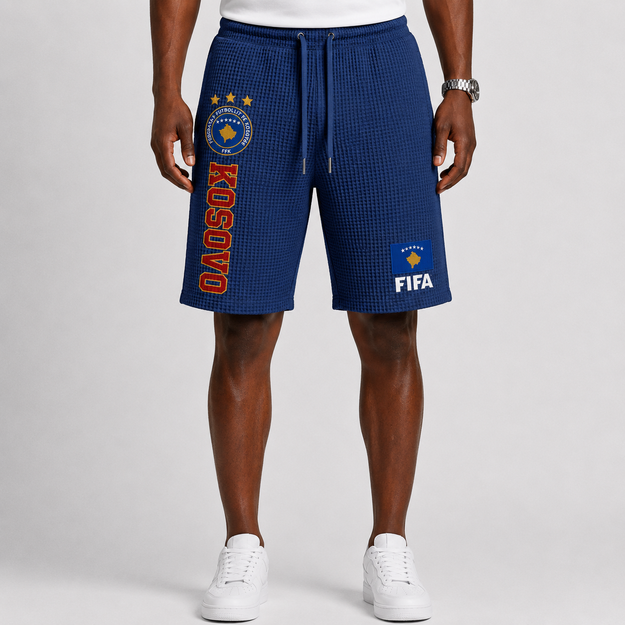 FIFA 2026 Kosovo Printed Waffle Football Fan Shorts
