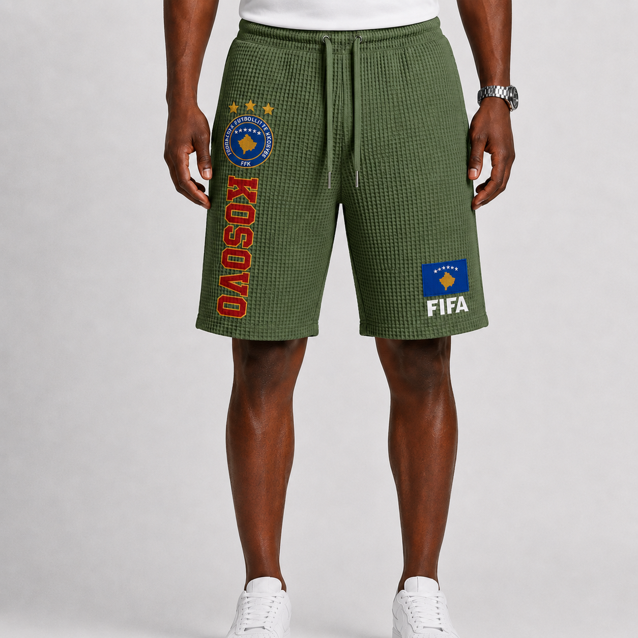 FIFA 2026 Kosovo Printed Waffle Football Fan Shorts