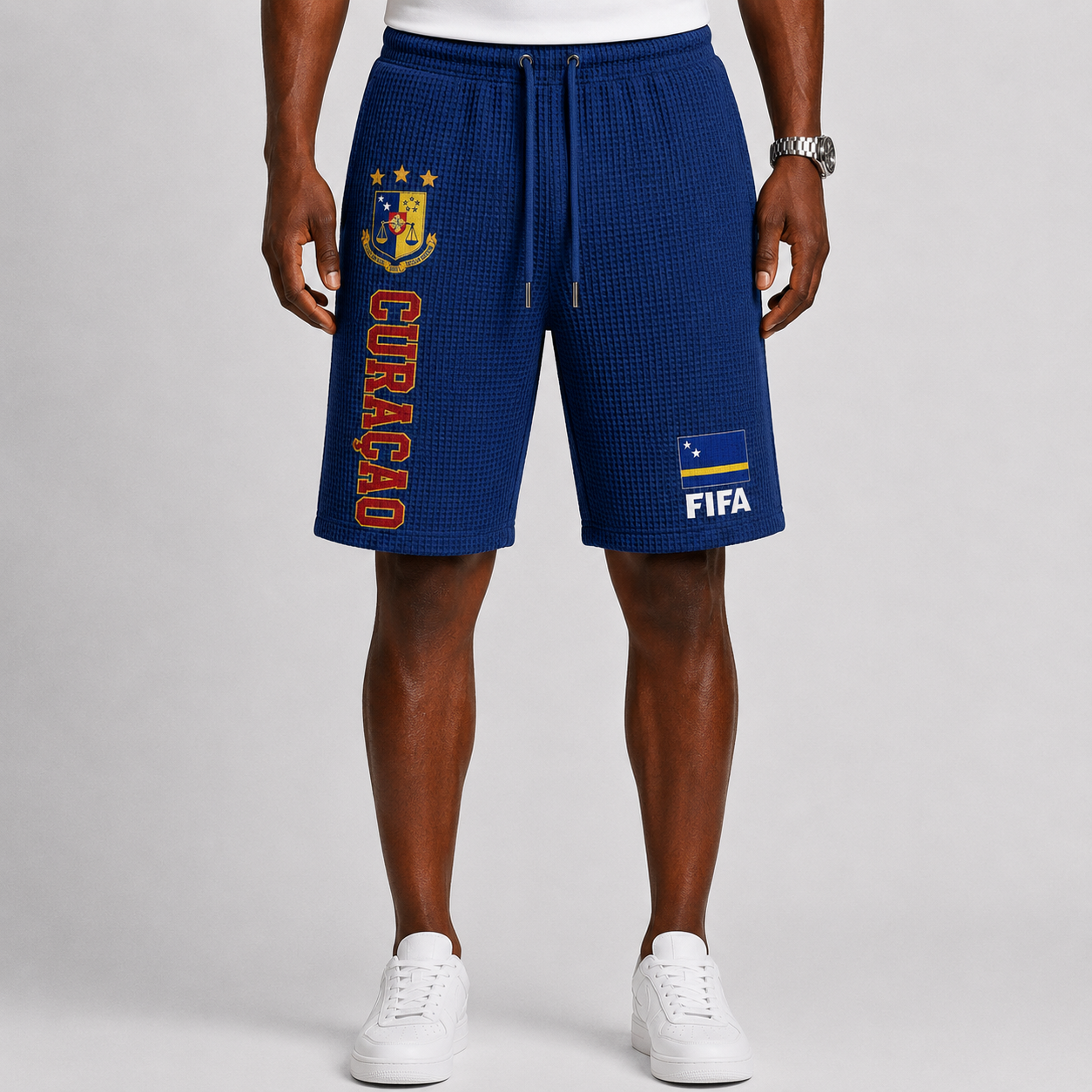 FIFA 2026 Curaçao Printed Waffle Football Fan Shorts