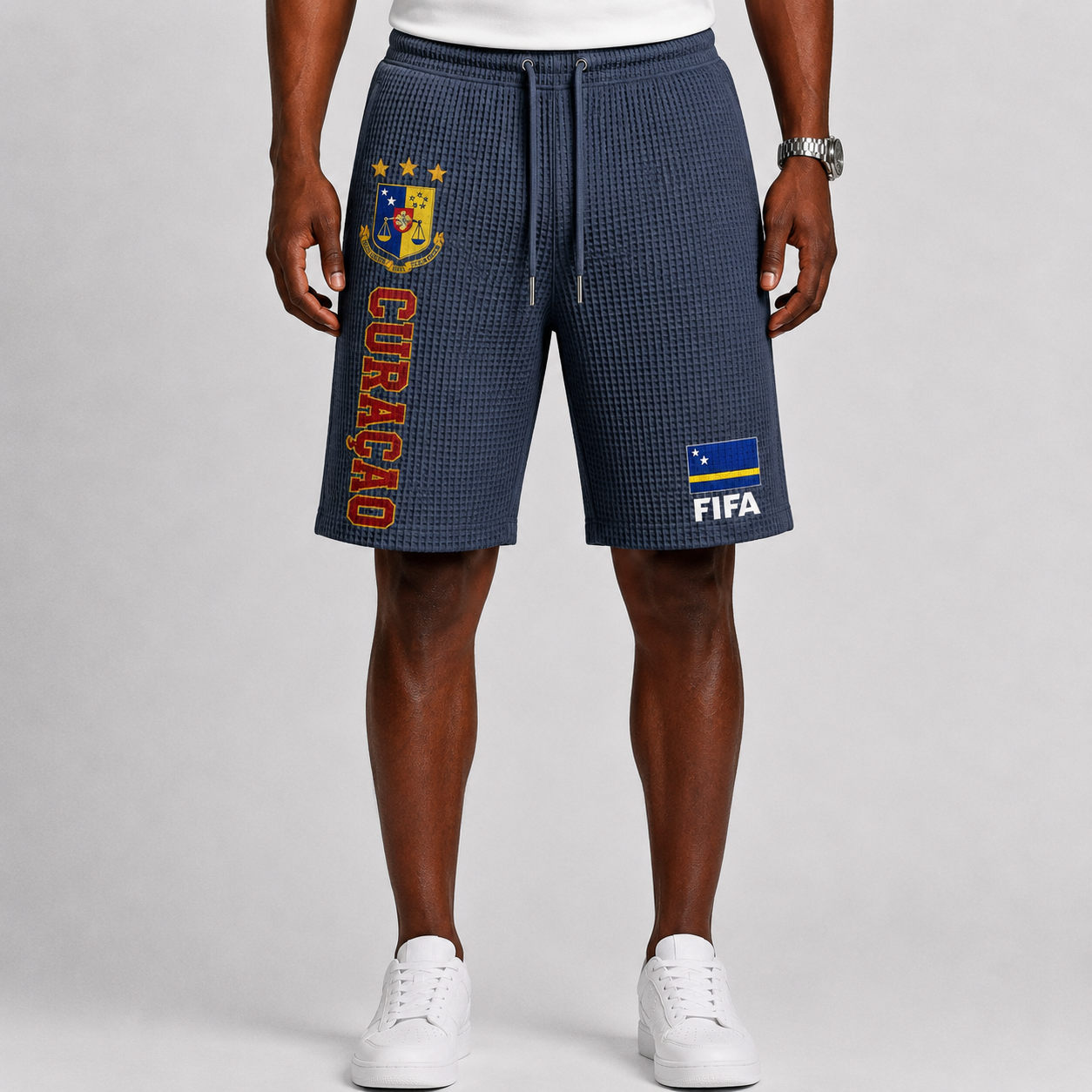 FIFA 2026 Curaçao Printed Waffle Football Fan Shorts