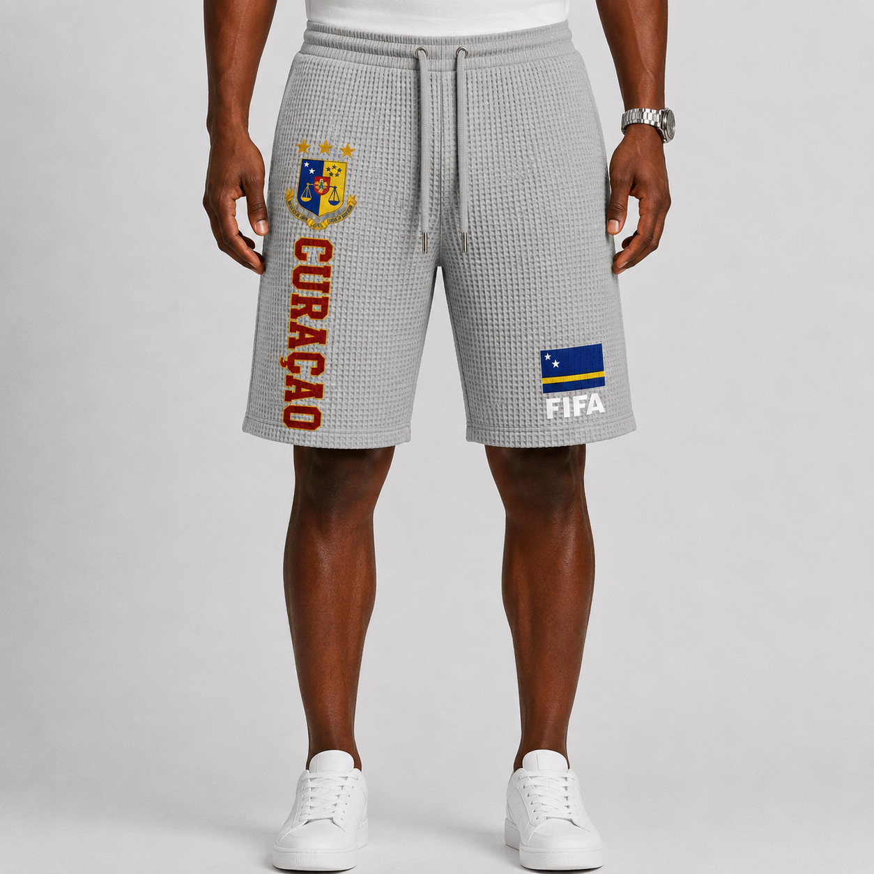 FIFA 2026 Curaçao Printed Waffle Football Fan Shorts