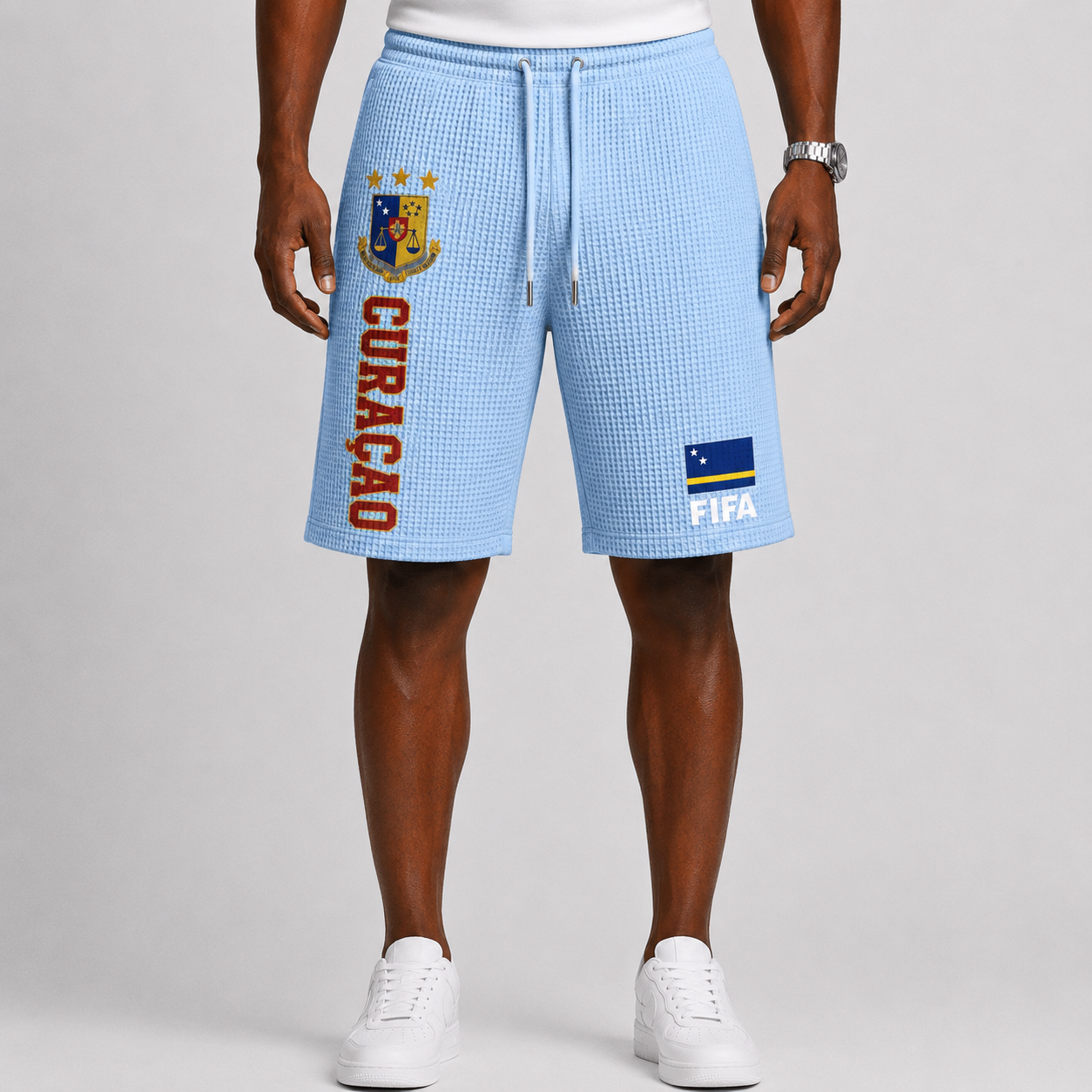 FIFA 2026 Curaçao Printed Waffle Football Fan Shorts