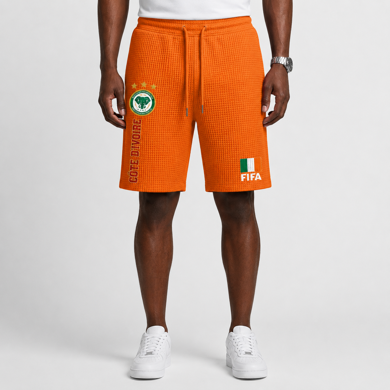 FIFA 2026 Côte d'Ivoire Printed Waffle Football Fan Shorts