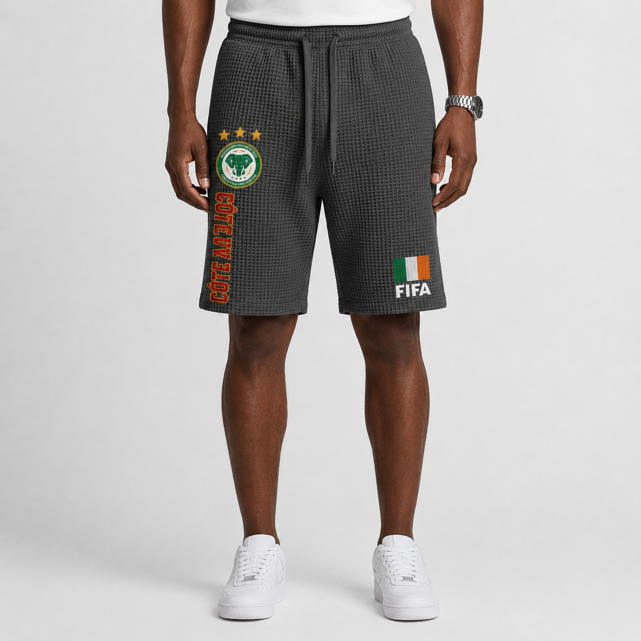 FIFA 2026 Côte d'Ivoire Printed Waffle Football Fan Shorts