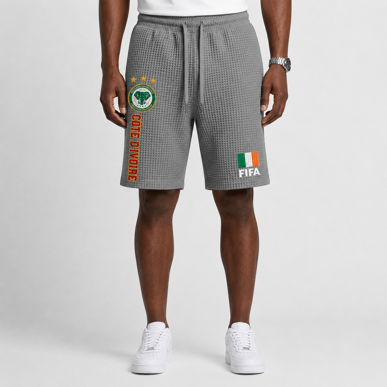 FIFA 2026 Côte d'Ivoire Printed Waffle Football Fan Shorts