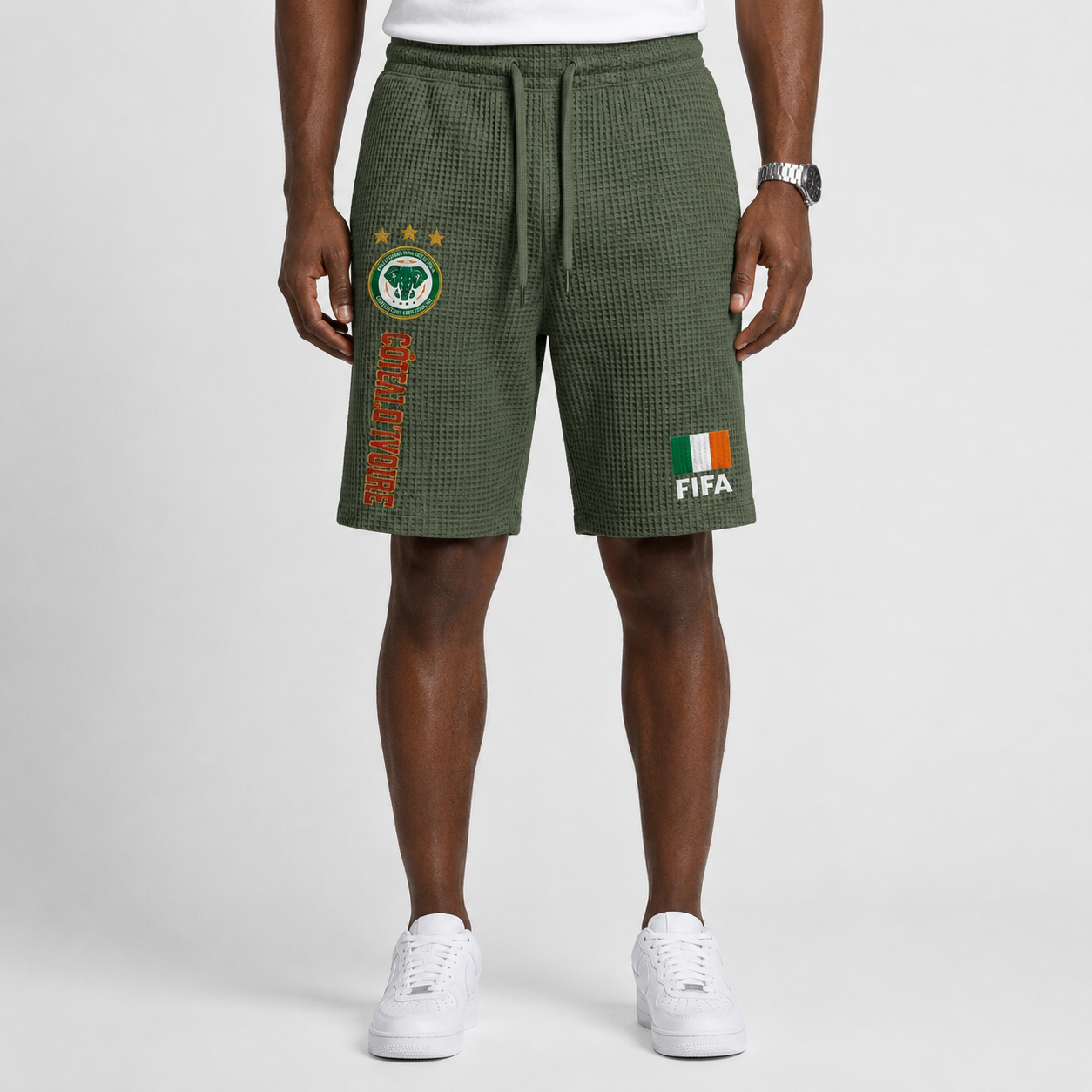 FIFA 2026 Côte d'Ivoire Printed Waffle Football Fan Shorts