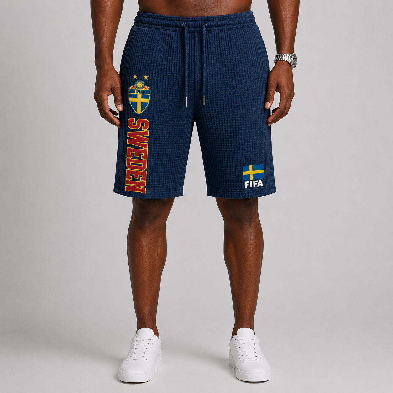 FIFA 2026 Sweden Printed Waffle Football Fan Shorts