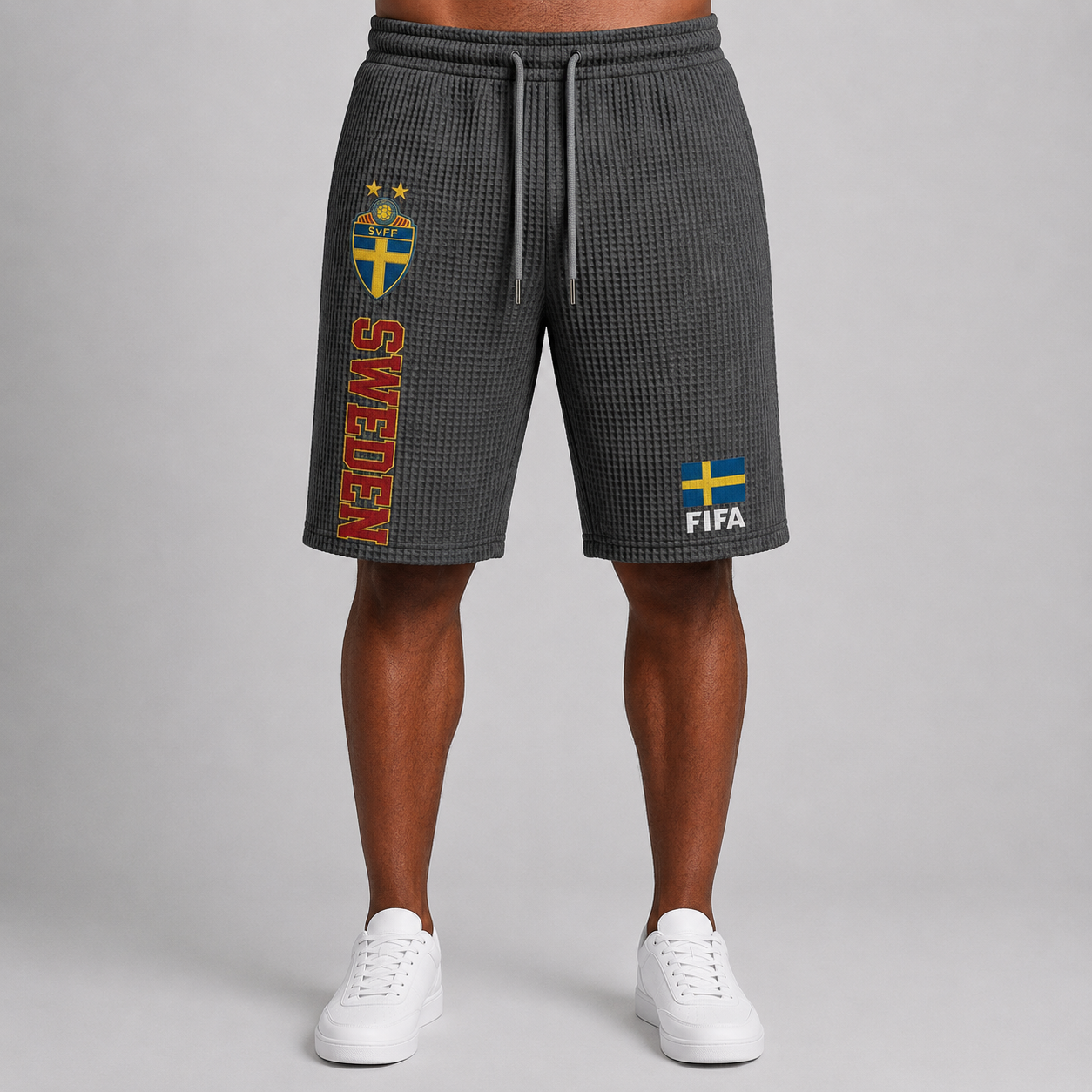 FIFA 2026 Sweden Printed Waffle Football Fan Shorts