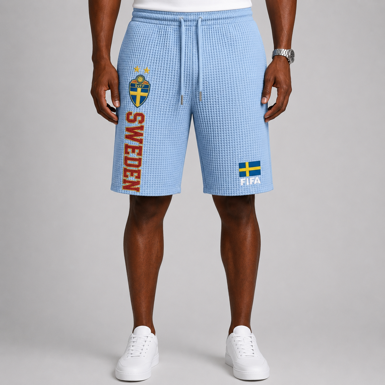 FIFA 2026 Sweden Printed Waffle Football Fan Shorts