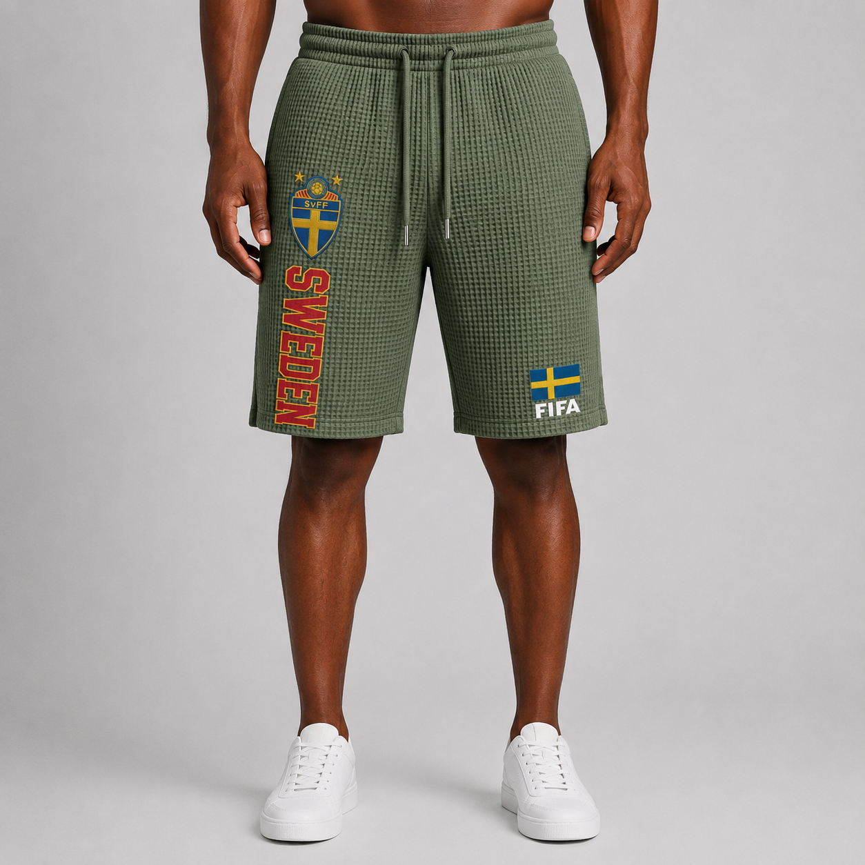 FIFA 2026 Sweden Printed Waffle Football Fan Shorts