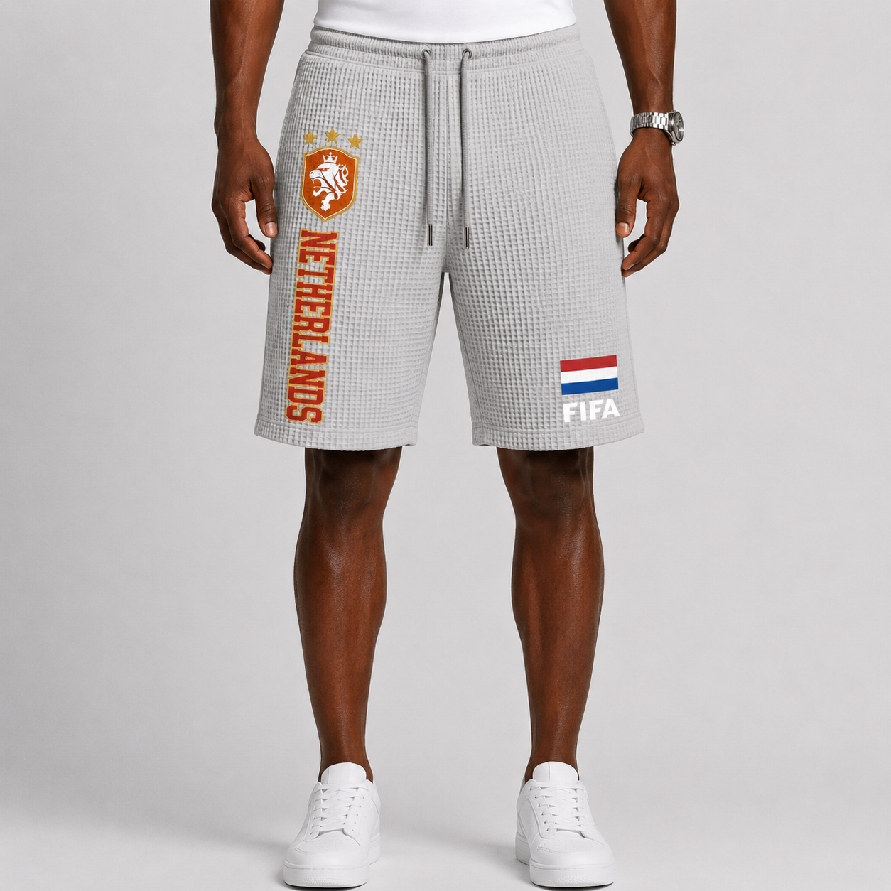 FIFA 2026 Netherlands Printed Waffle Football Fan Shorts