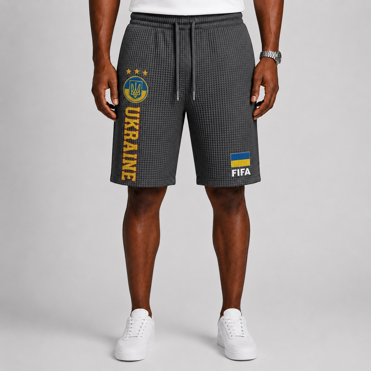 FIFA 2026 Ukraine Printed Waffle Football Fan Shorts