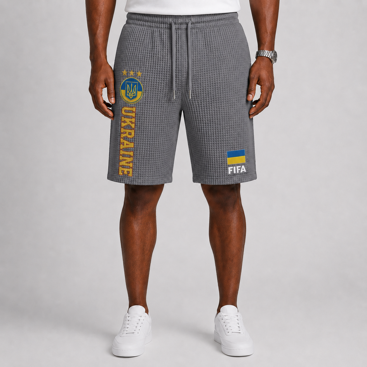 FIFA 2026 Ukraine Printed Waffle Football Fan Shorts