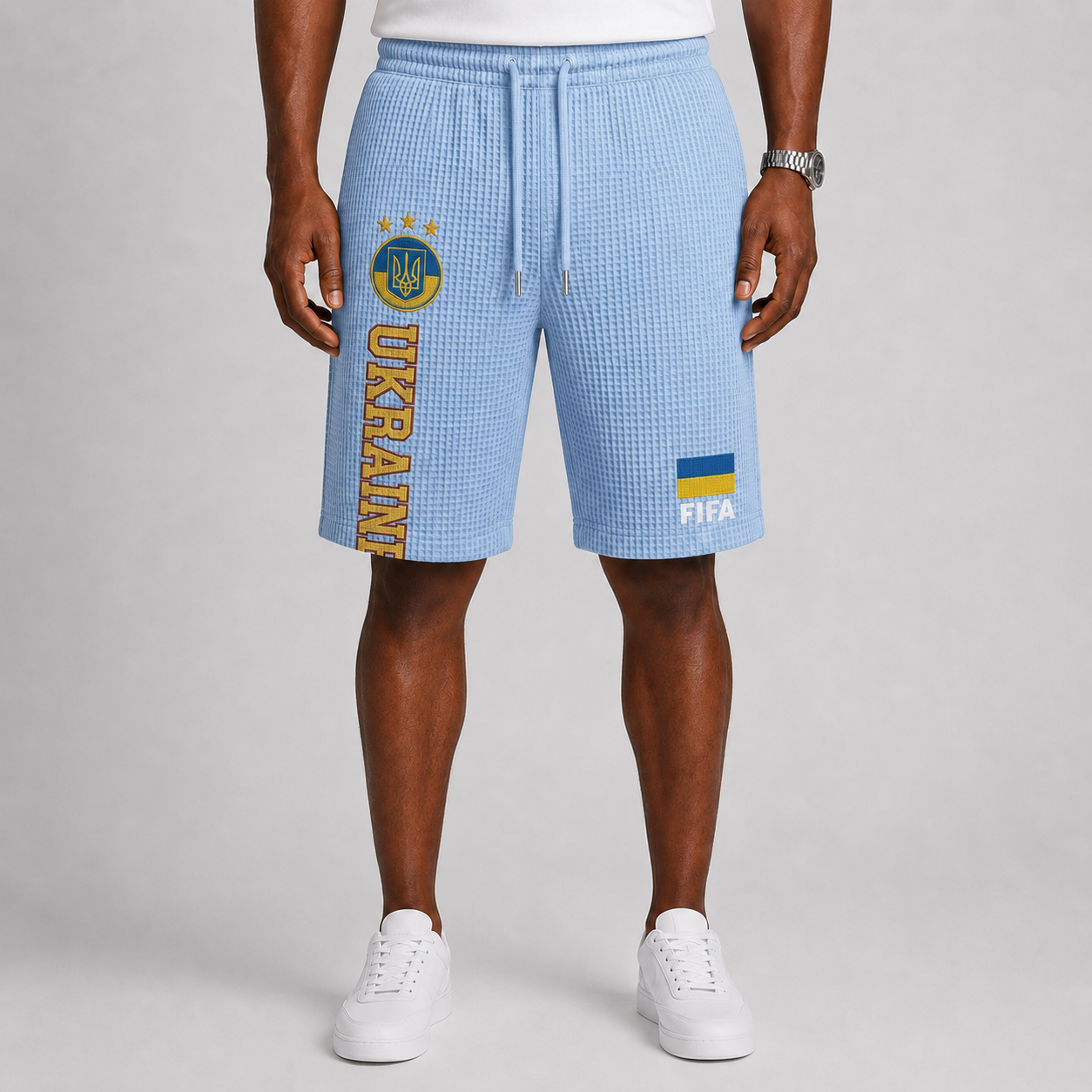 FIFA 2026 Ukraine Printed Waffle Football Fan Shorts