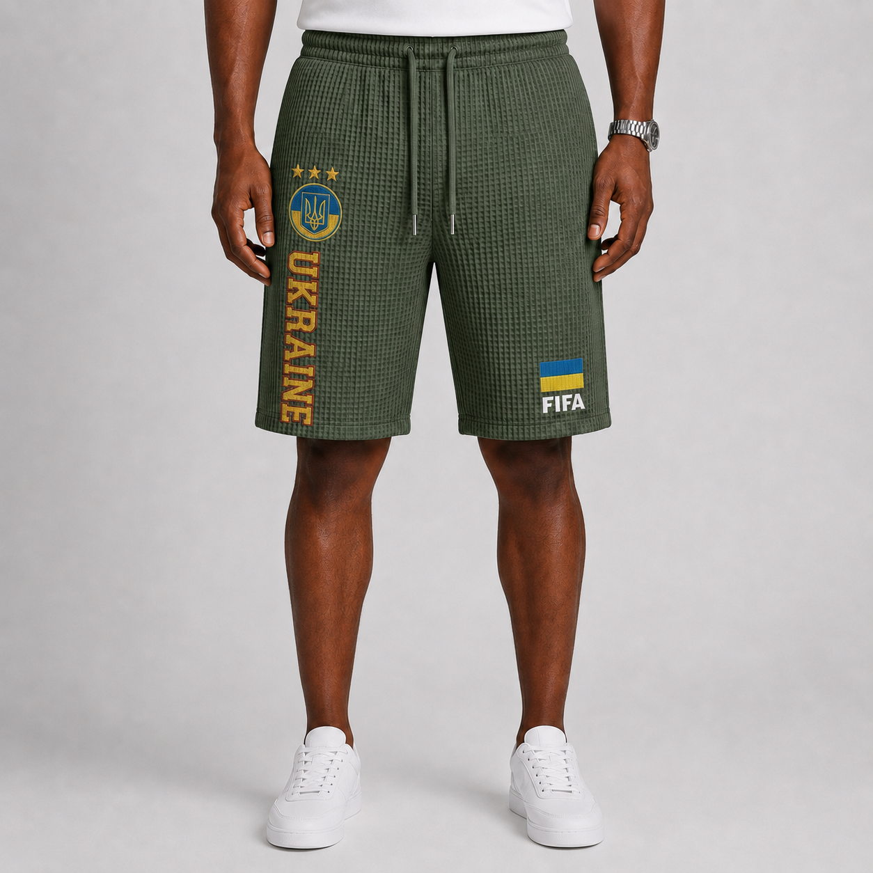 FIFA 2026 Ukraine Printed Waffle Football Fan Shorts