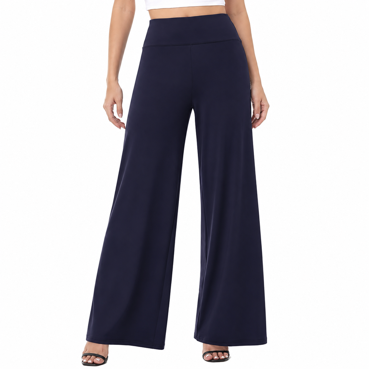 Wide Design Loose Fit Flowy Casual Pants For Women