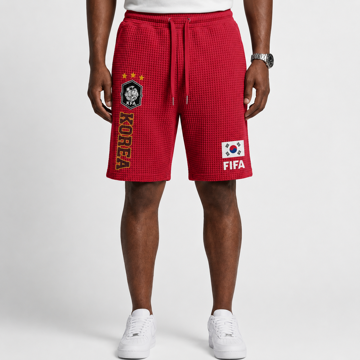 FIFA 2026 South Korea Printed Waffle Football Fan Shorts