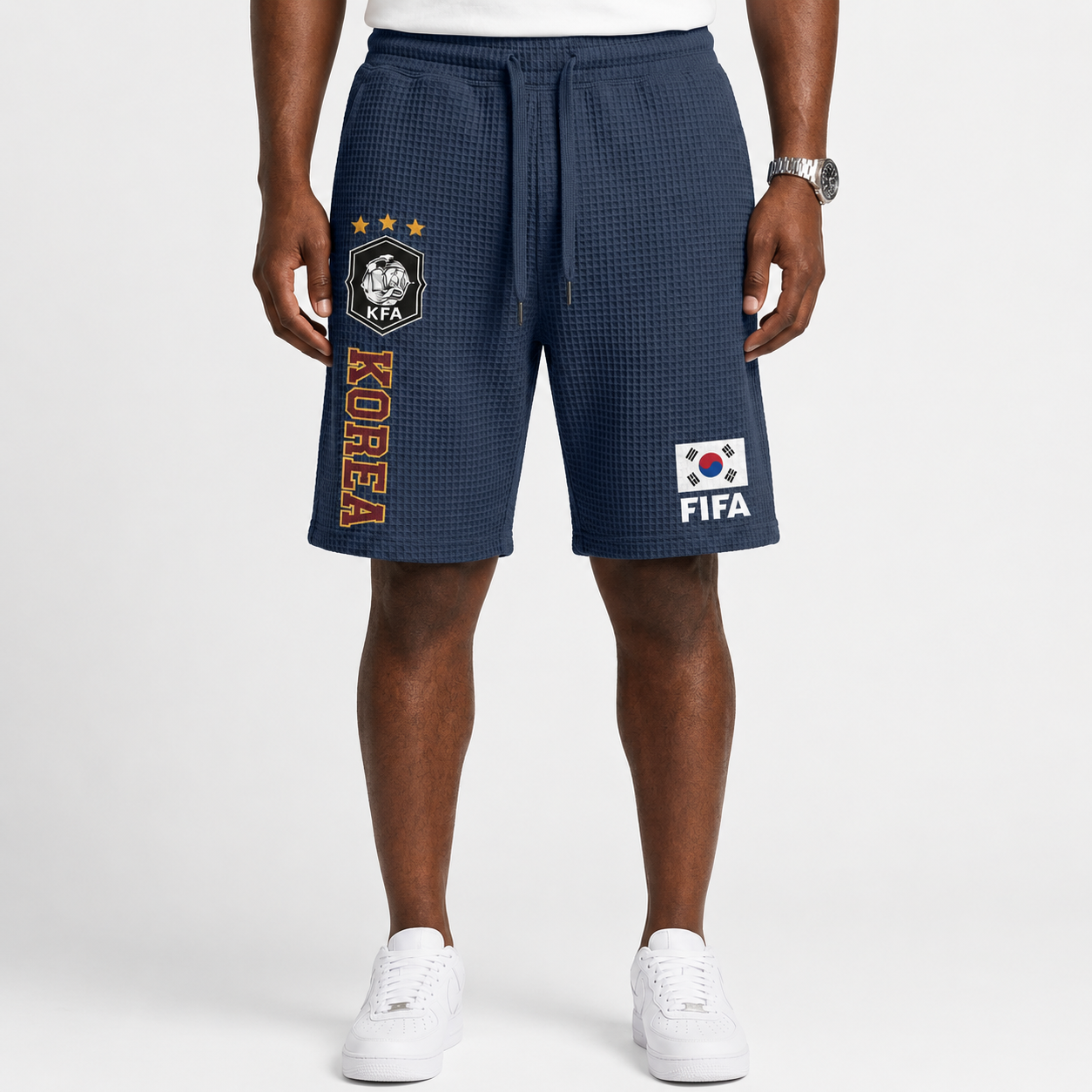 FIFA 2026 South Korea Printed Waffle Football Fan Shorts