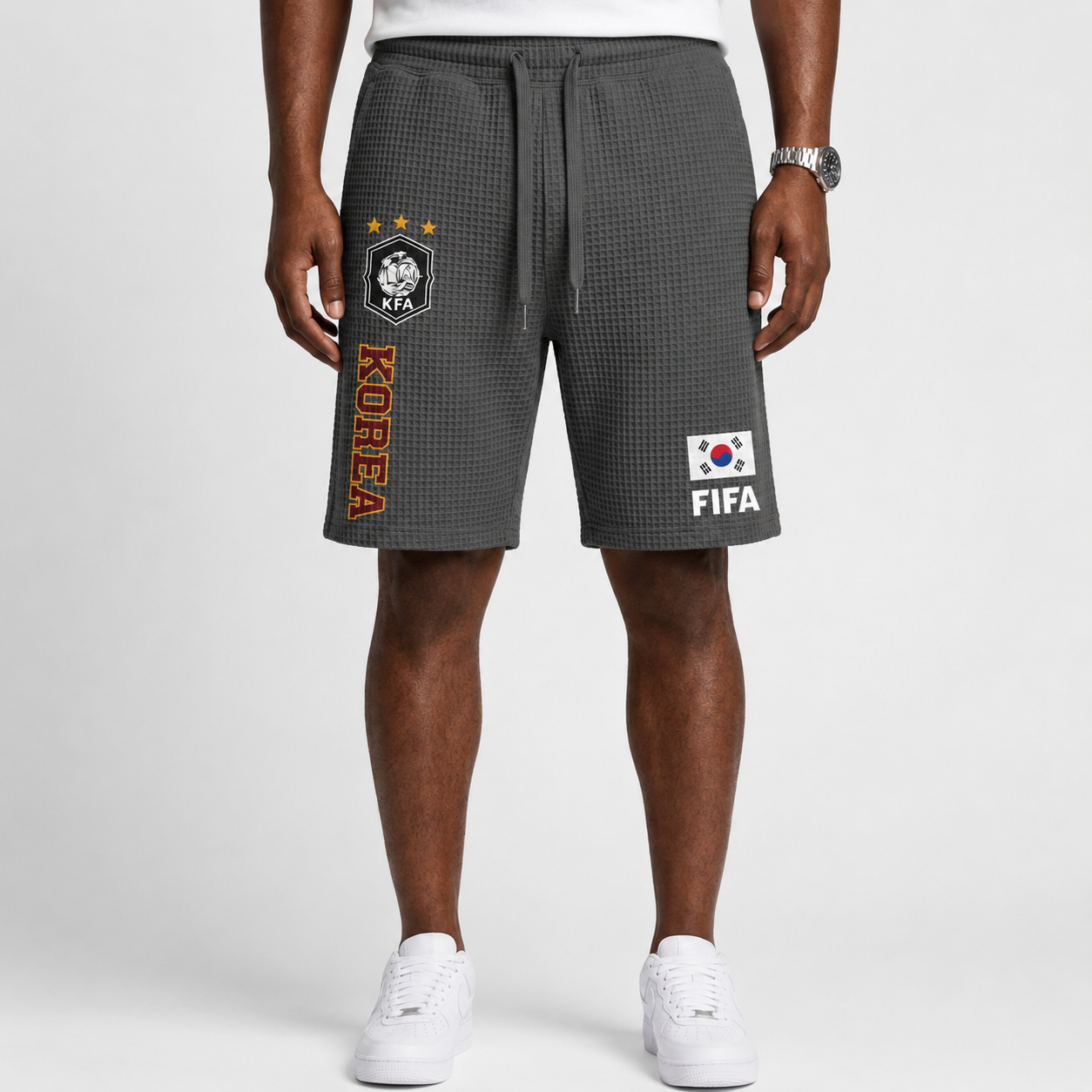 FIFA 2026 South Korea Printed Waffle Football Fan Shorts