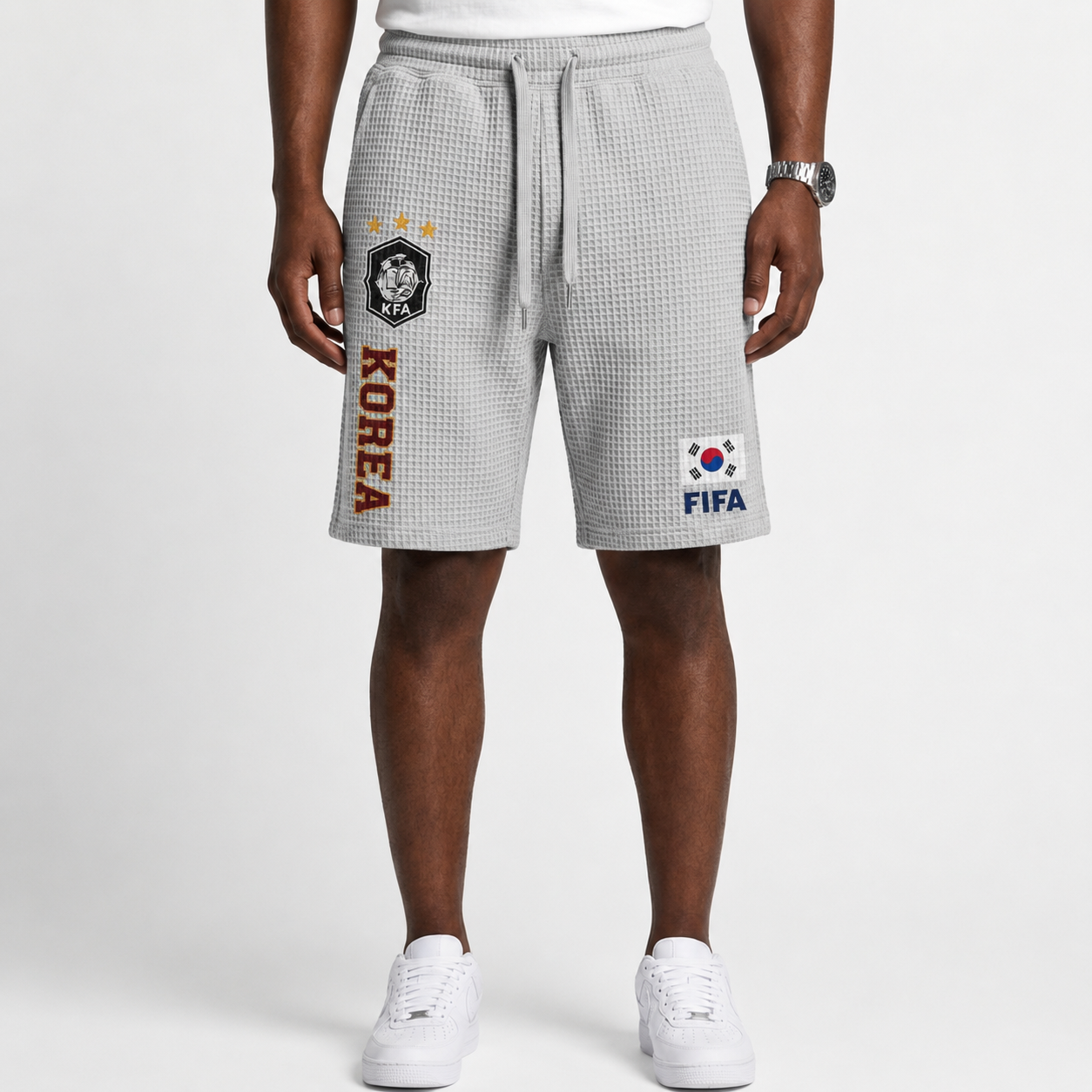FIFA 2026 South Korea Printed Waffle Football Fan Shorts