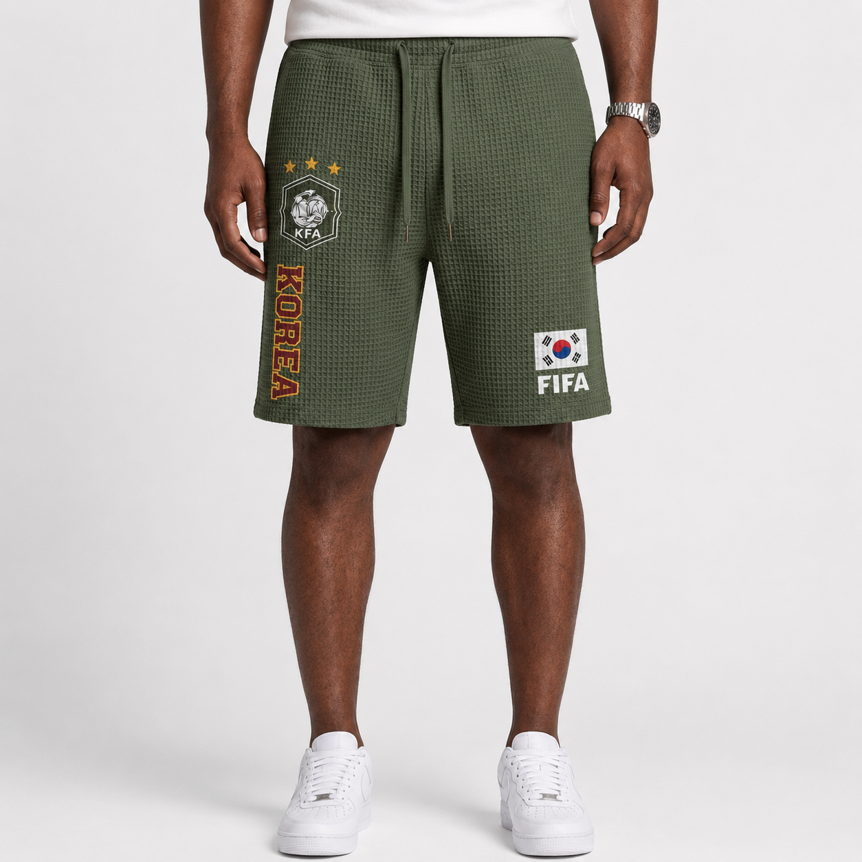 FIFA 2026 South Korea Printed Waffle Football Fan Shorts