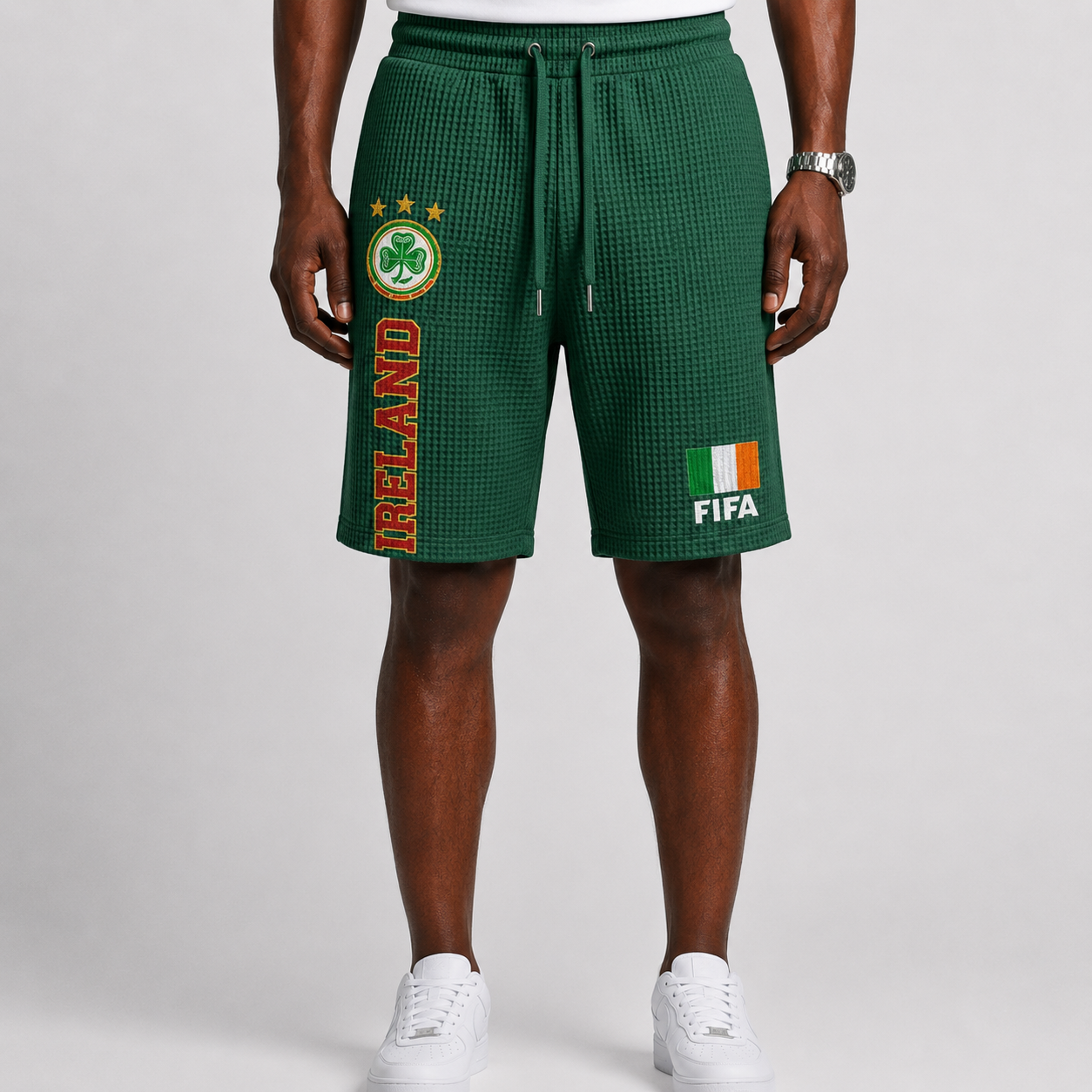 FIFA 2026 Ireland Printed Waffle Football Fan Shorts