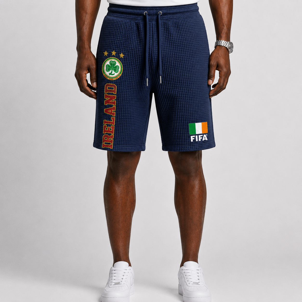 FIFA 2026 Ireland Printed Waffle Football Fan Shorts