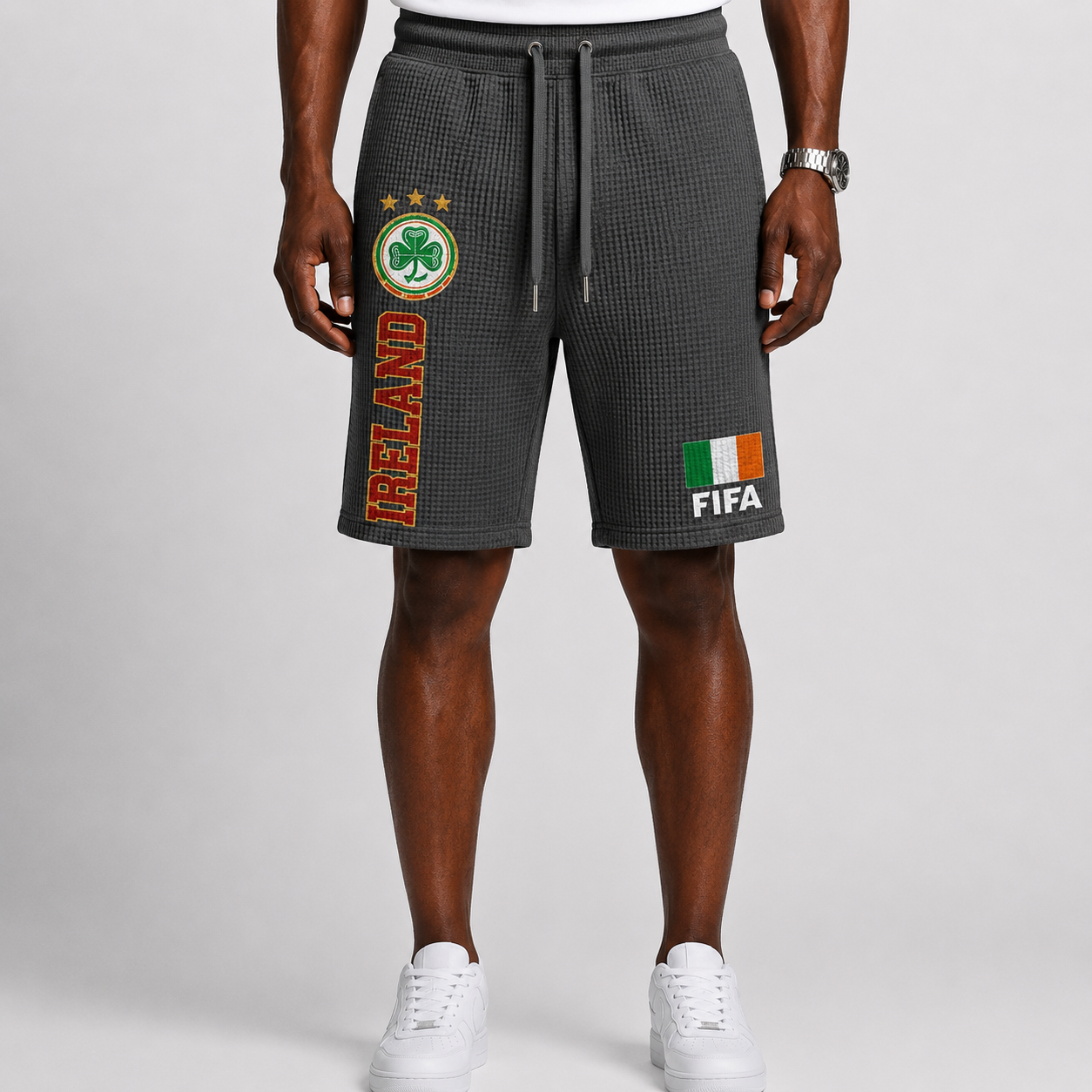 FIFA 2026 Ireland Printed Waffle Football Fan Shorts