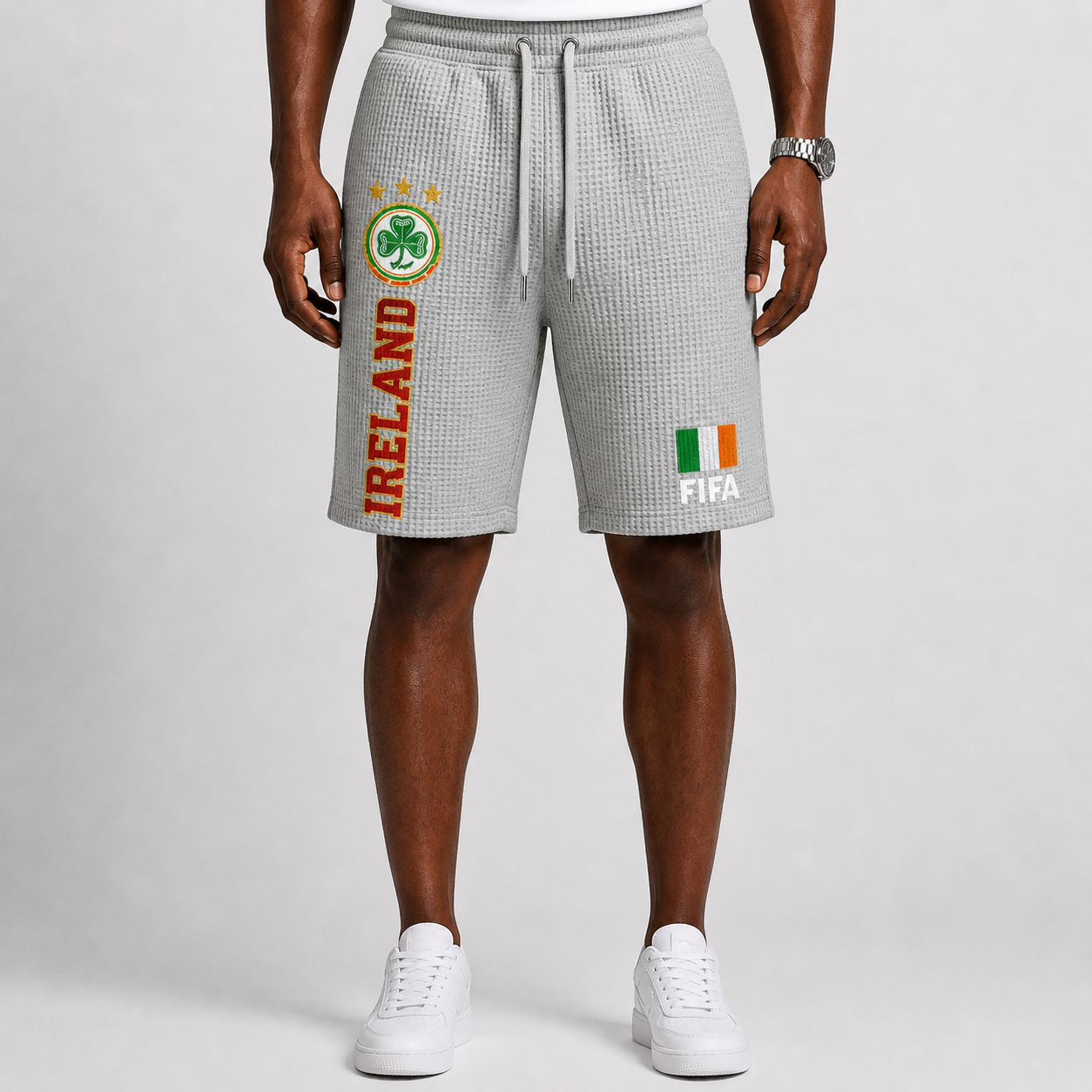 FIFA 2026 Ireland Printed Waffle Football Fan Shorts