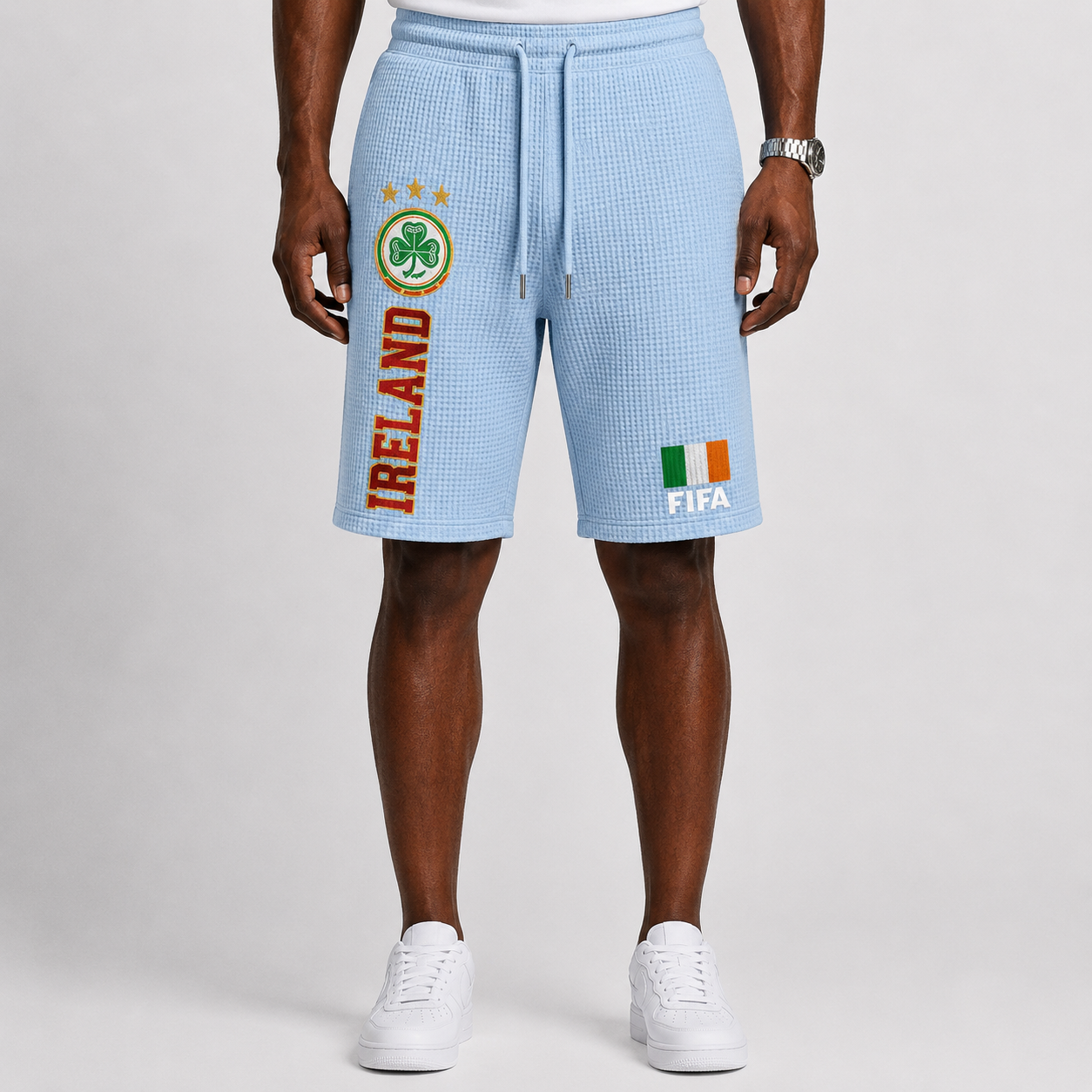 FIFA 2026 Ireland Printed Waffle Football Fan Shorts