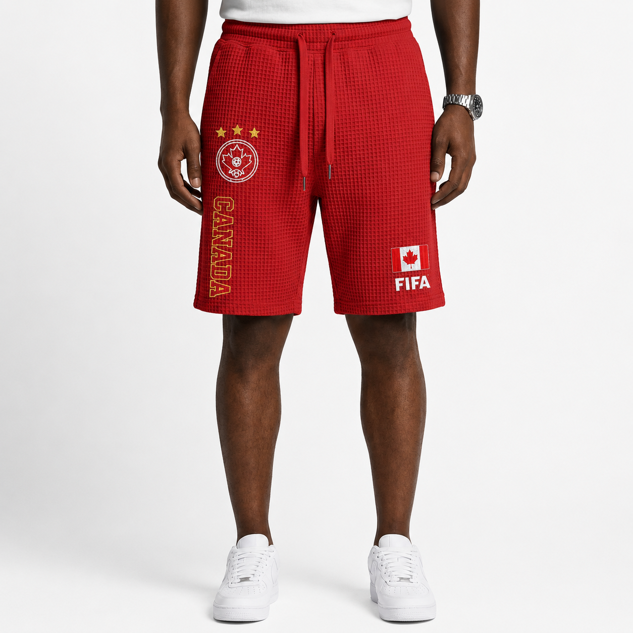FIFA 2026 Canada Printed Waffle Football Fan Shorts