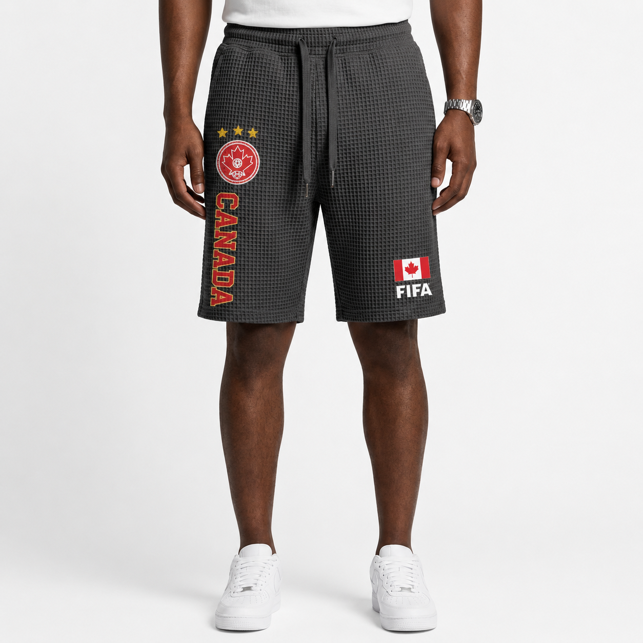 FIFA 2026 Canada Printed Waffle Football Fan Shorts