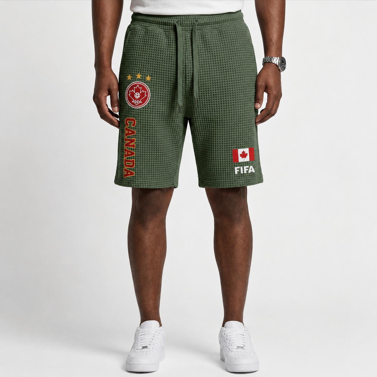 FIFA 2026 Canada Printed Waffle Football Fan Shorts