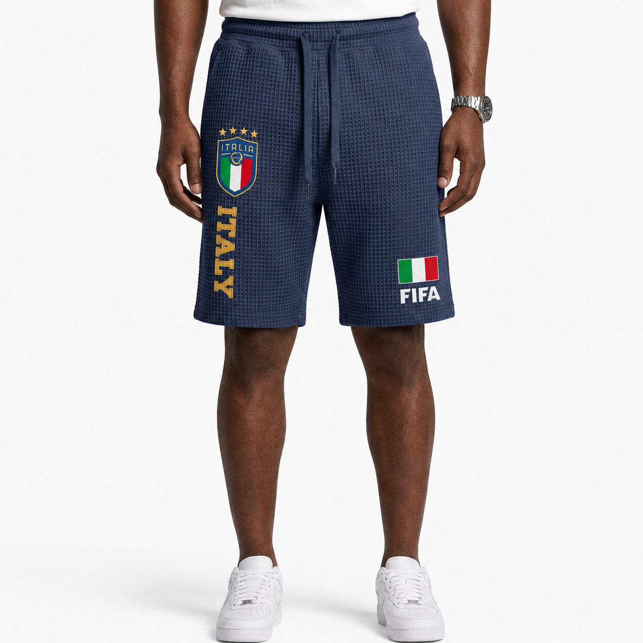 FIFA 2026 Italy Printed Waffle Football Fan Shorts