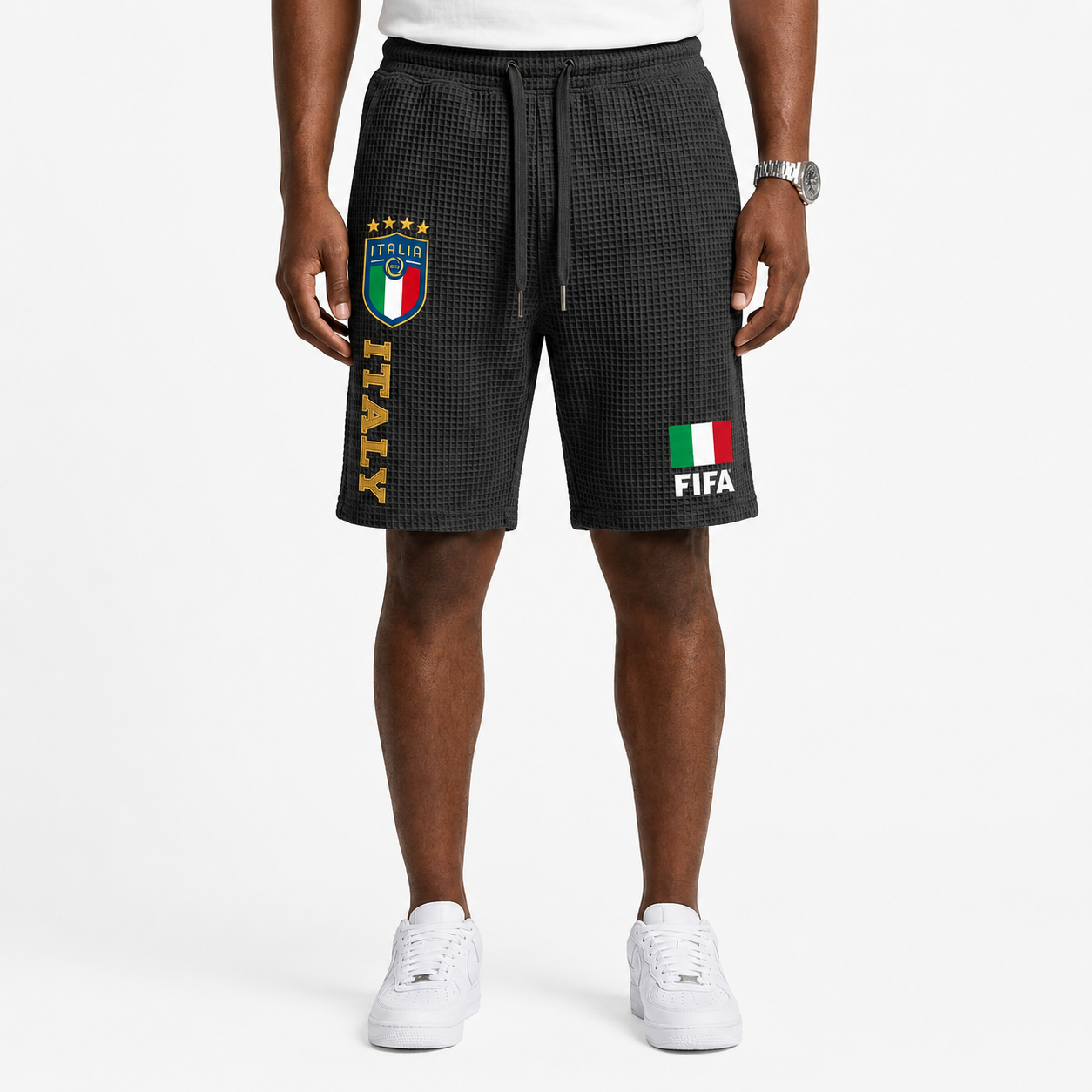 FIFA 2026 Italy Printed Waffle Football Fan Shorts