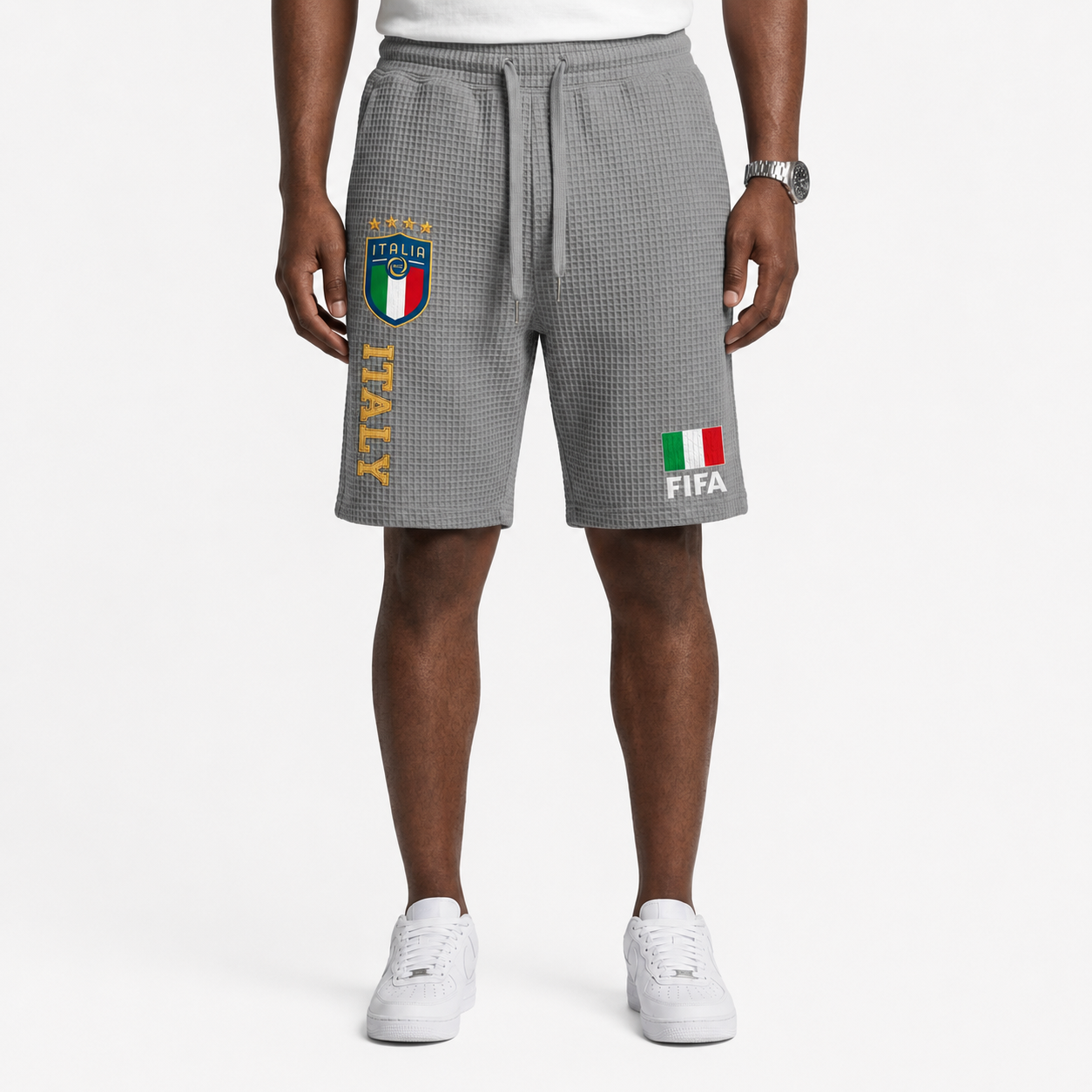 FIFA 2026 Italy Printed Waffle Football Fan Shorts