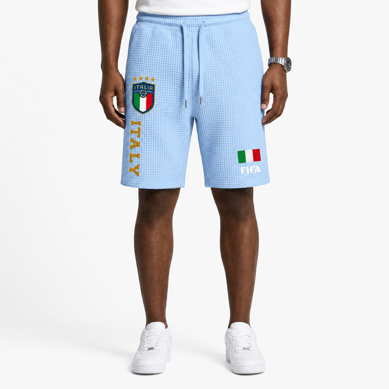 FIFA 2026 Italy Printed Waffle Football Fan Shorts