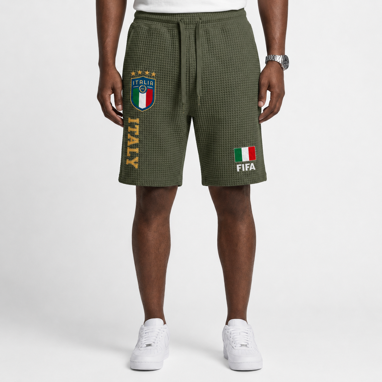 FIFA 2026 Italy Printed Waffle Football Fan Shorts